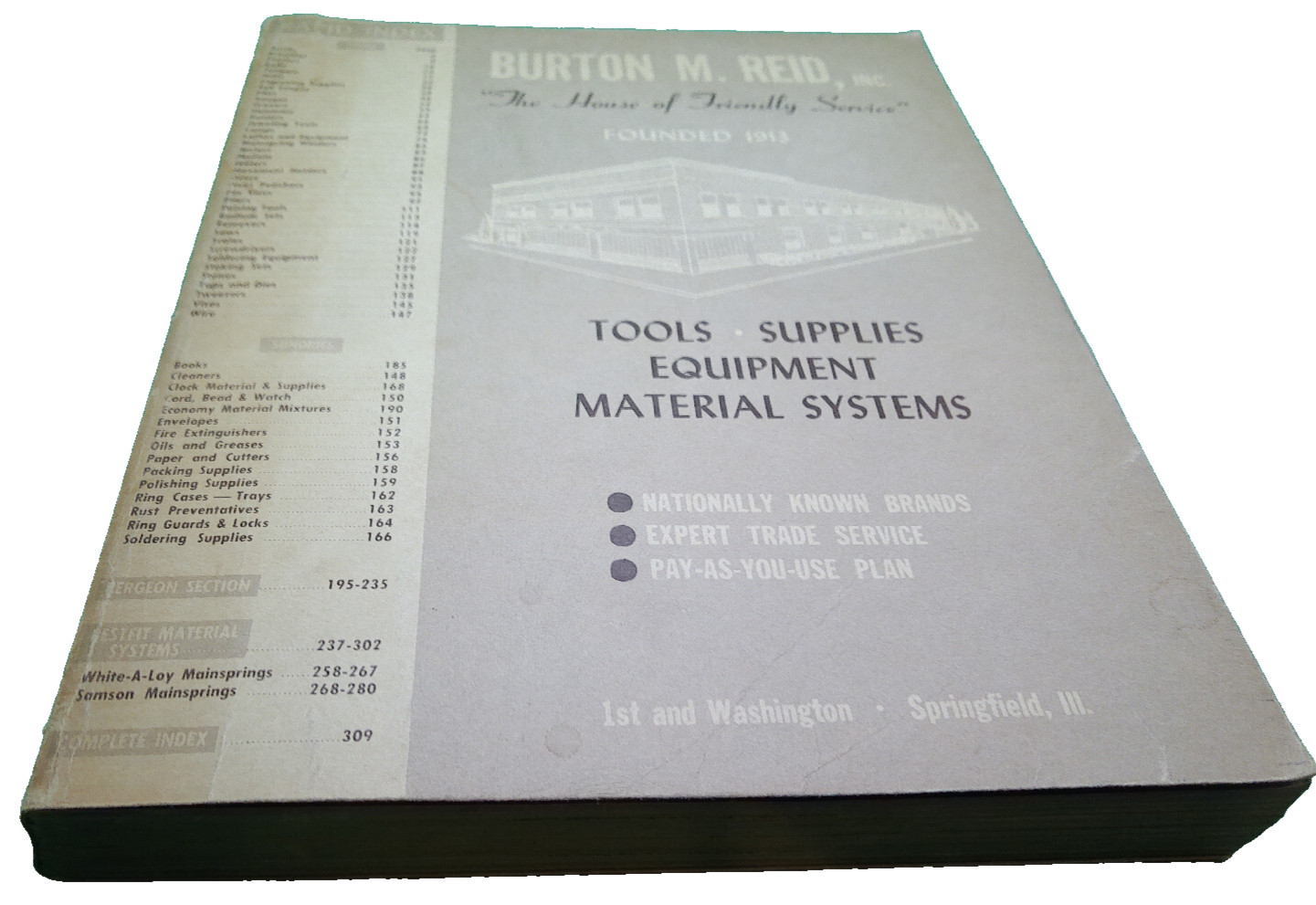 Burton Reid tools supplies equipment catalog Springfield IL 1955 issued