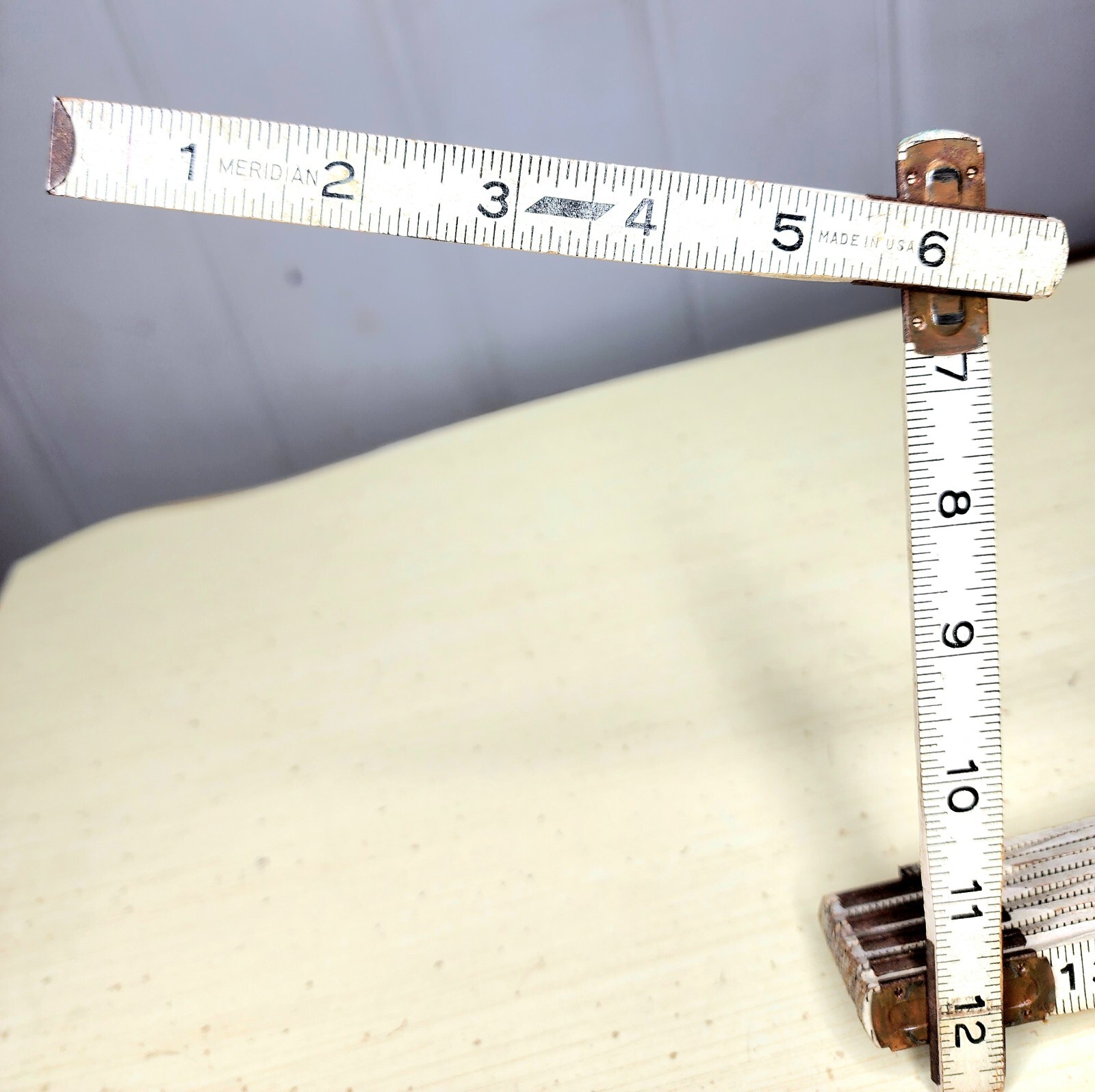 Vintage Meridian Folding Wood Ruler With Metal Joints 6 Ft Made in USA