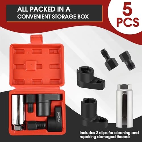 5PCS O2 Oxygen Sensor Socket Set 7/8 Inch Removal Tool Kit