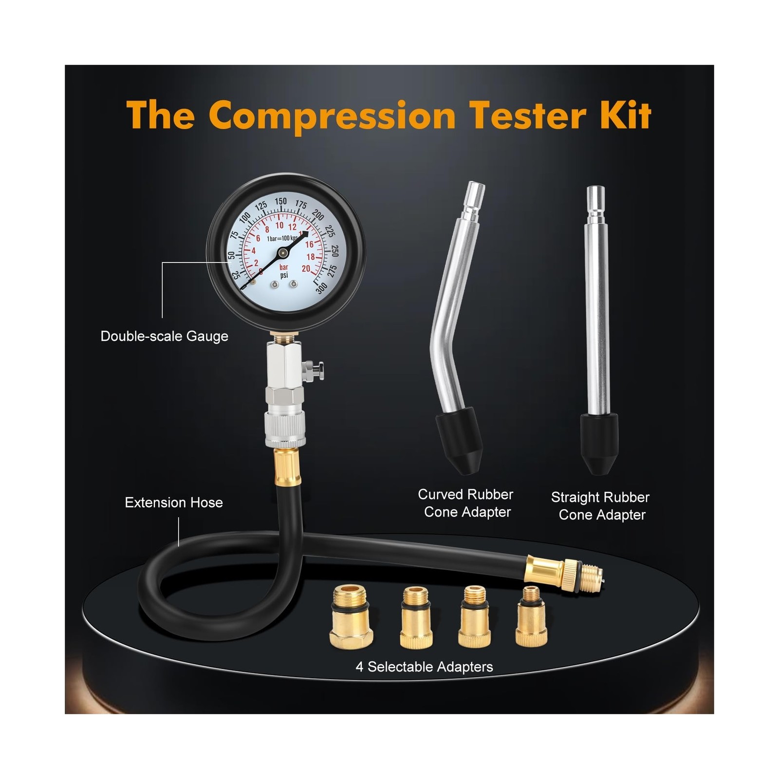 BETOOLL HW0130 8pcs Petrol Engine Cylinder Compression Tester Kit A… Fast Ship