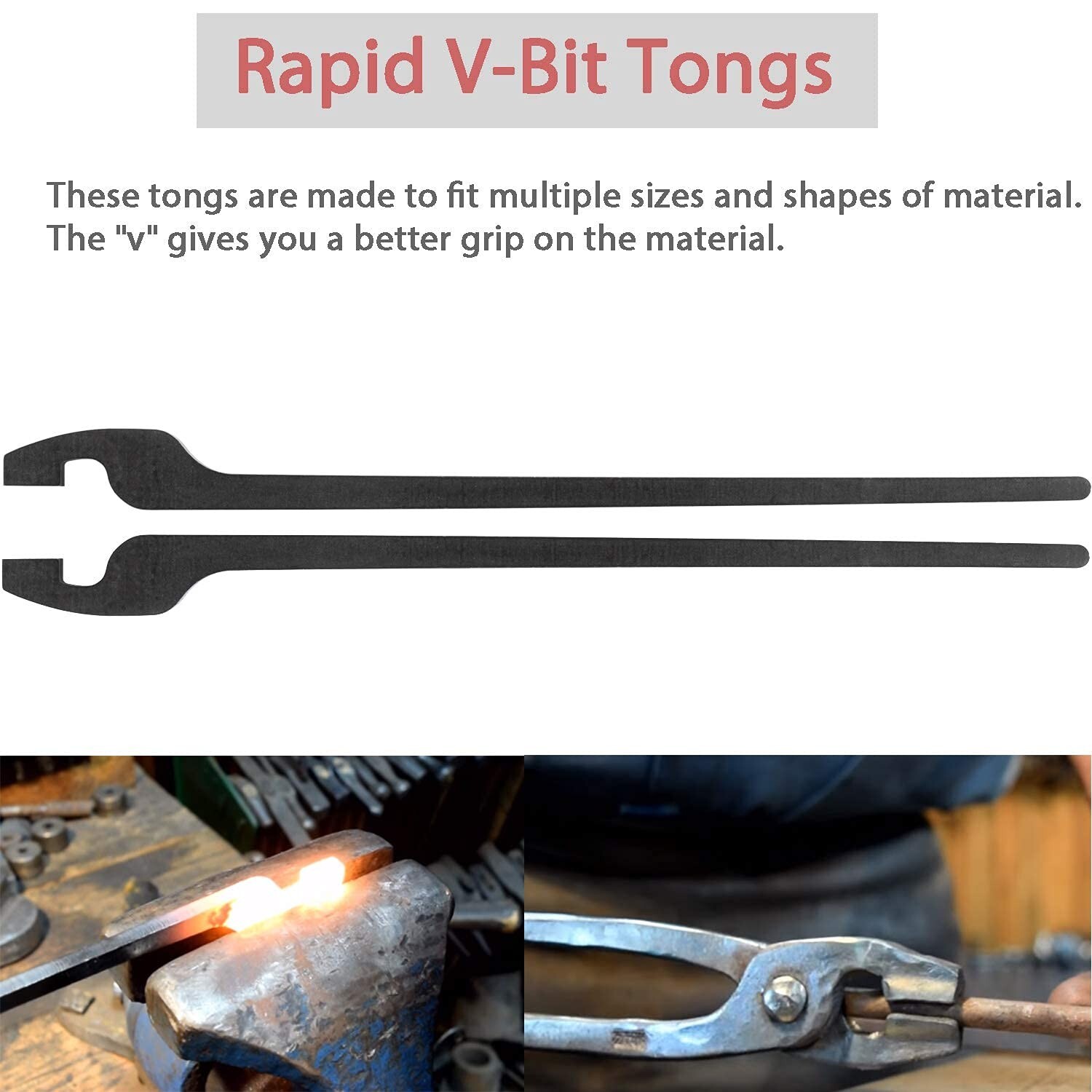 Blacksmith DIY Rapid Tongs Bundle Set with Rivets- Rapid Flat Jaw/Slot Jaw/V-…