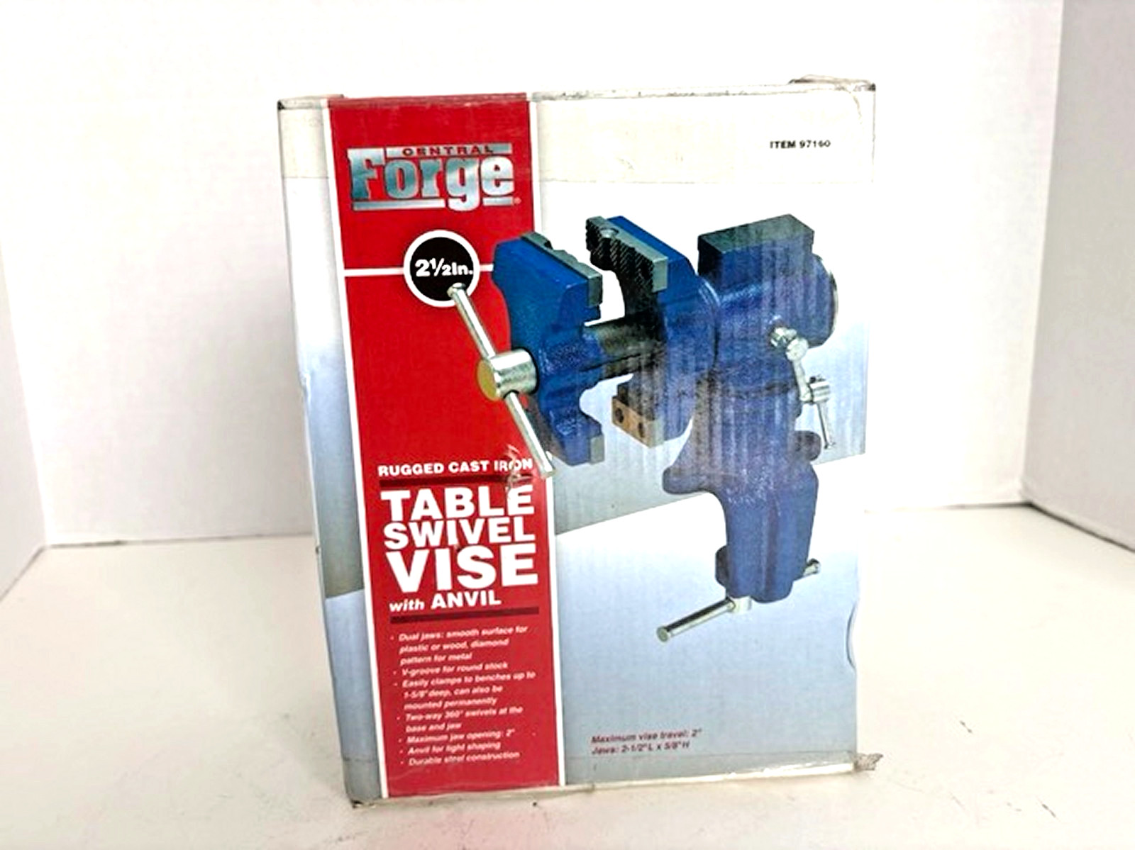 Central Forge Table Swivel Vise w/Anvil 2-1/2 inch Item 97160 NEW in Box