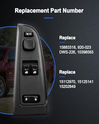 15883318 Master Power Window Switch w/Bezel Front Driver Side Replace 15883318