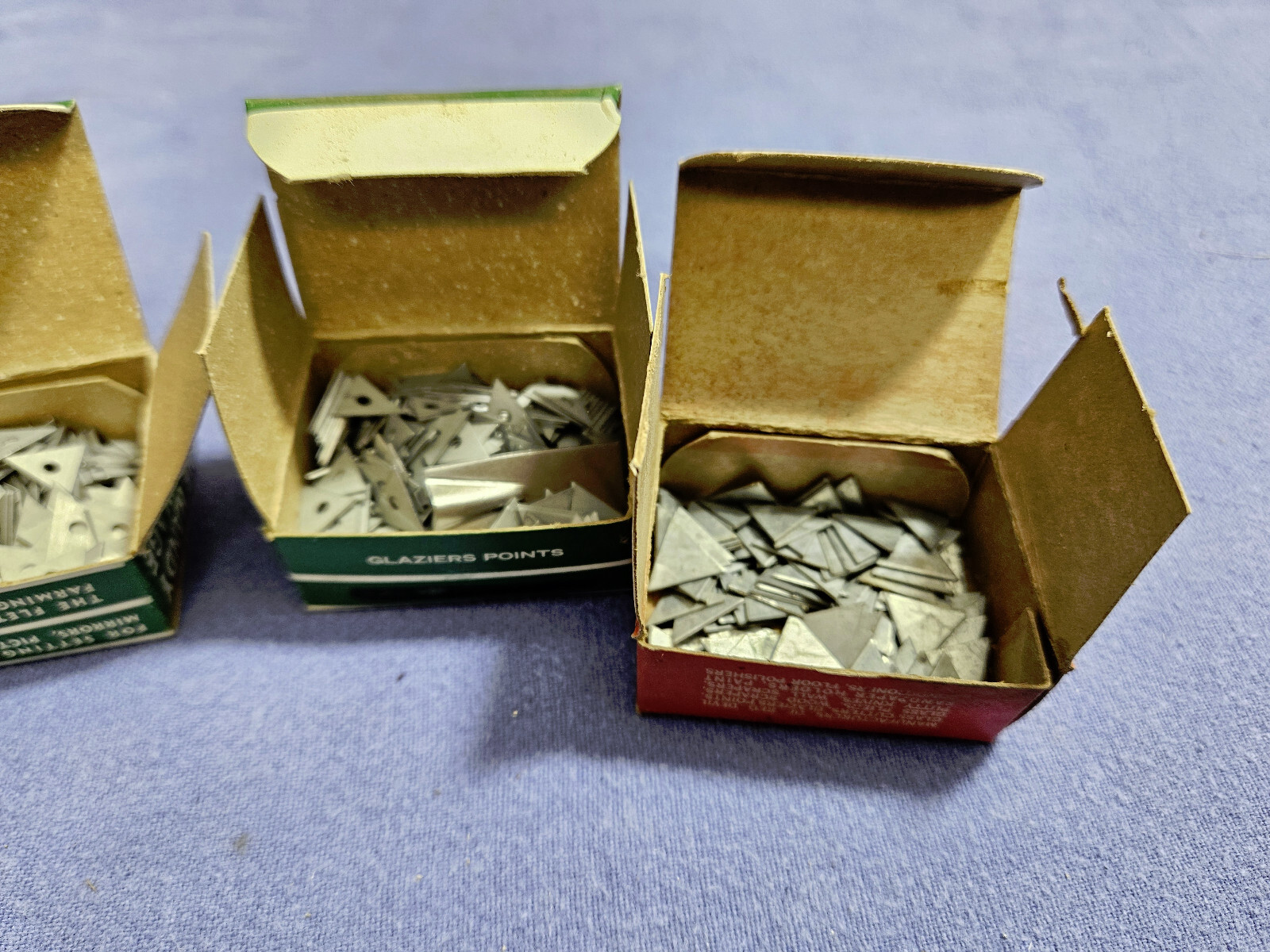 Five boxes of Fletcher/Red Devil No 2 Glaziers Points NOS