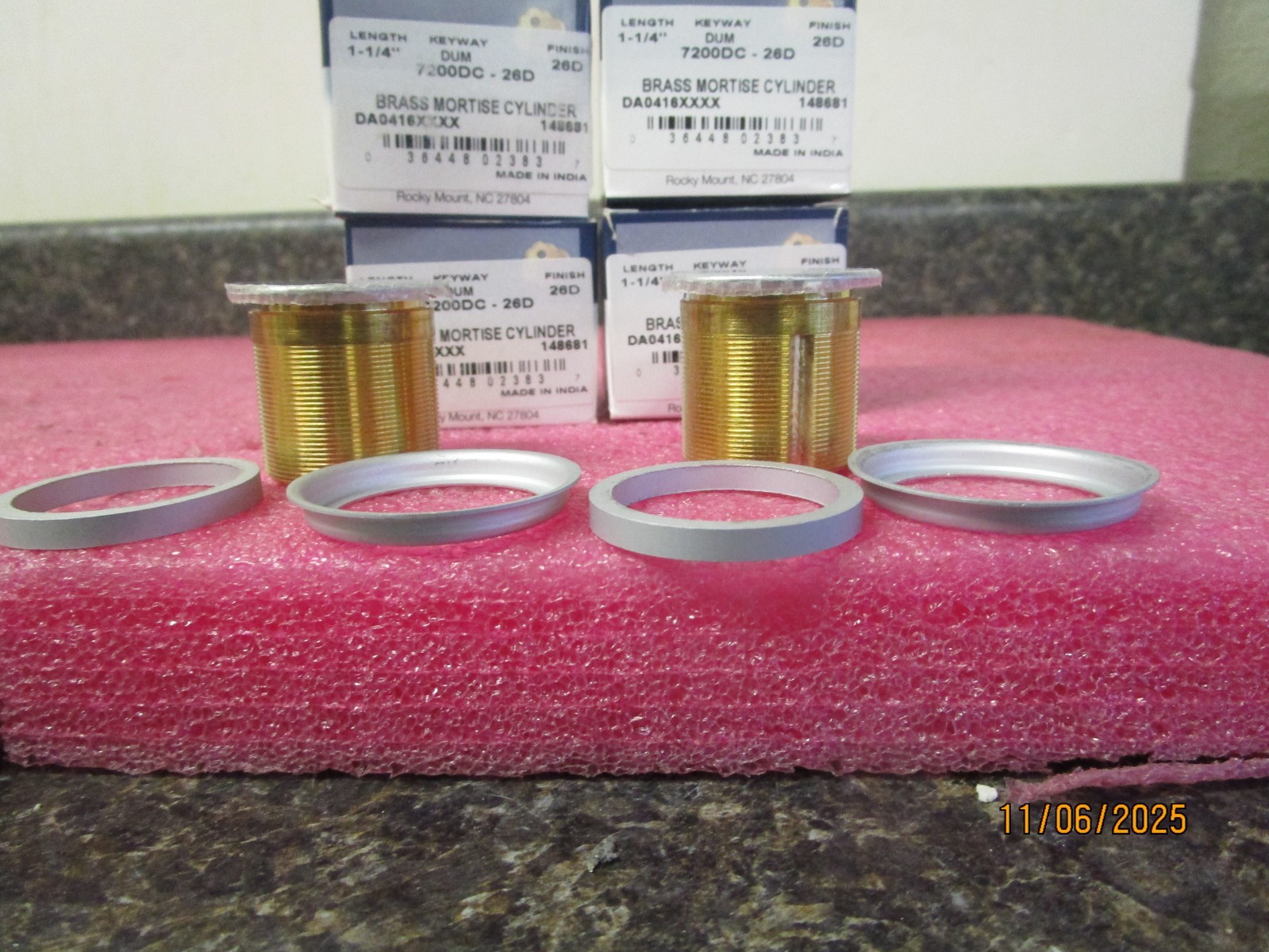 Qty (4) iLCO Brass Mortise Cylinder 7200DC-26D 1-1/4″ DUM