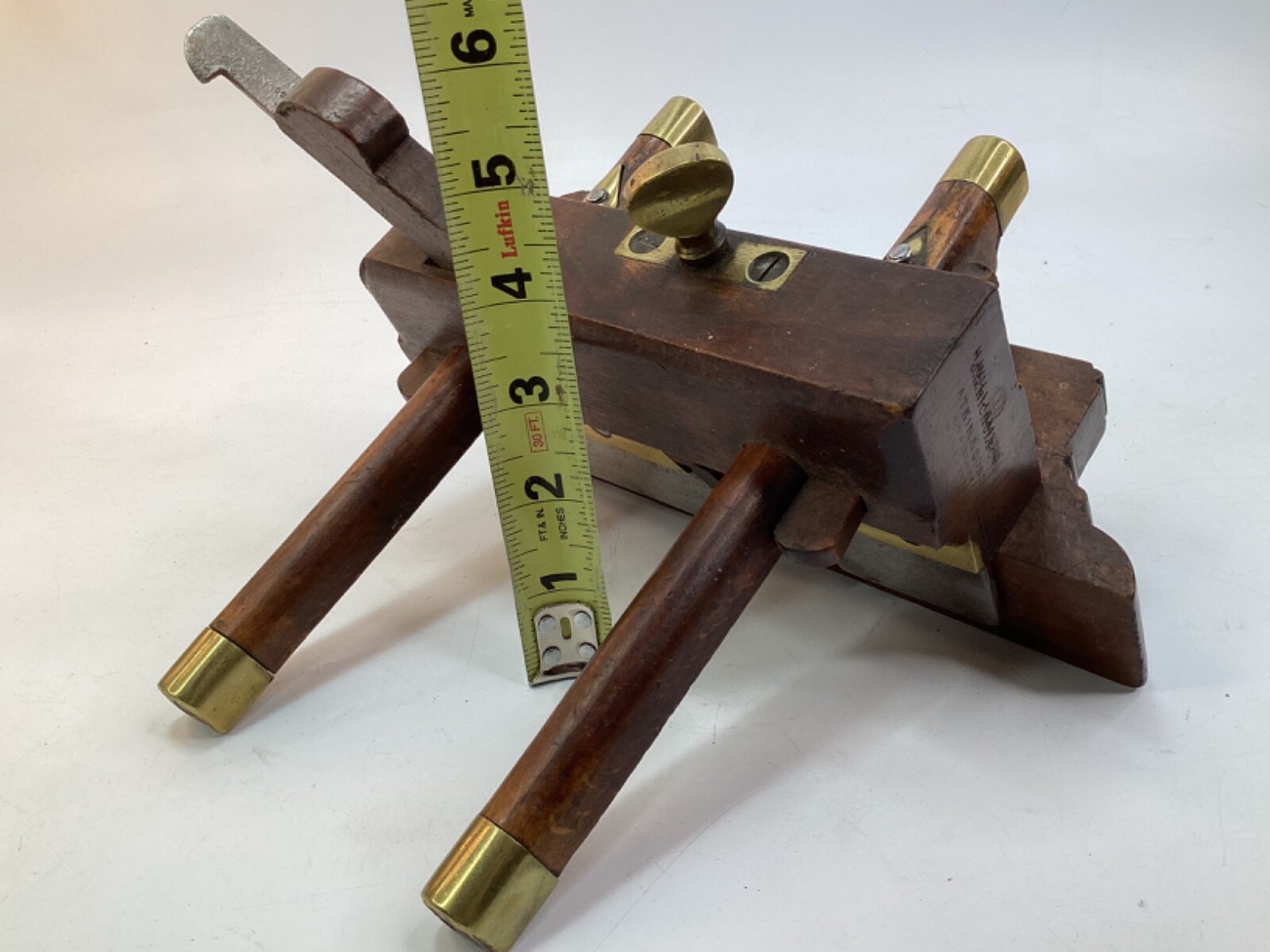 1847 ATKIN & SONS Birmingham England brass & Wood woodworking tool (K4)