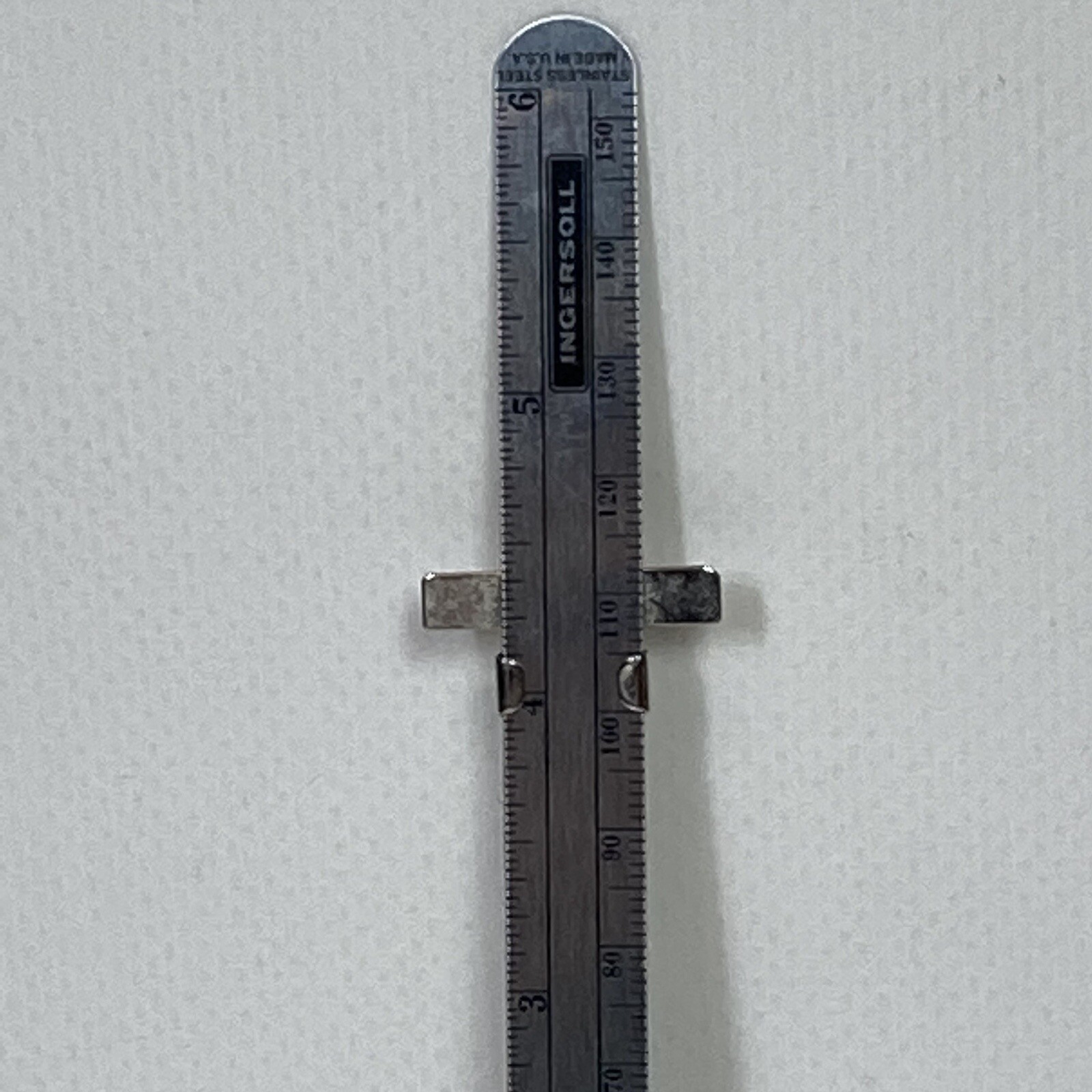 VTG 6″ Ingersoll Cutting Tool Executive Pocket Ruler Sliding Clip Depth Gauge