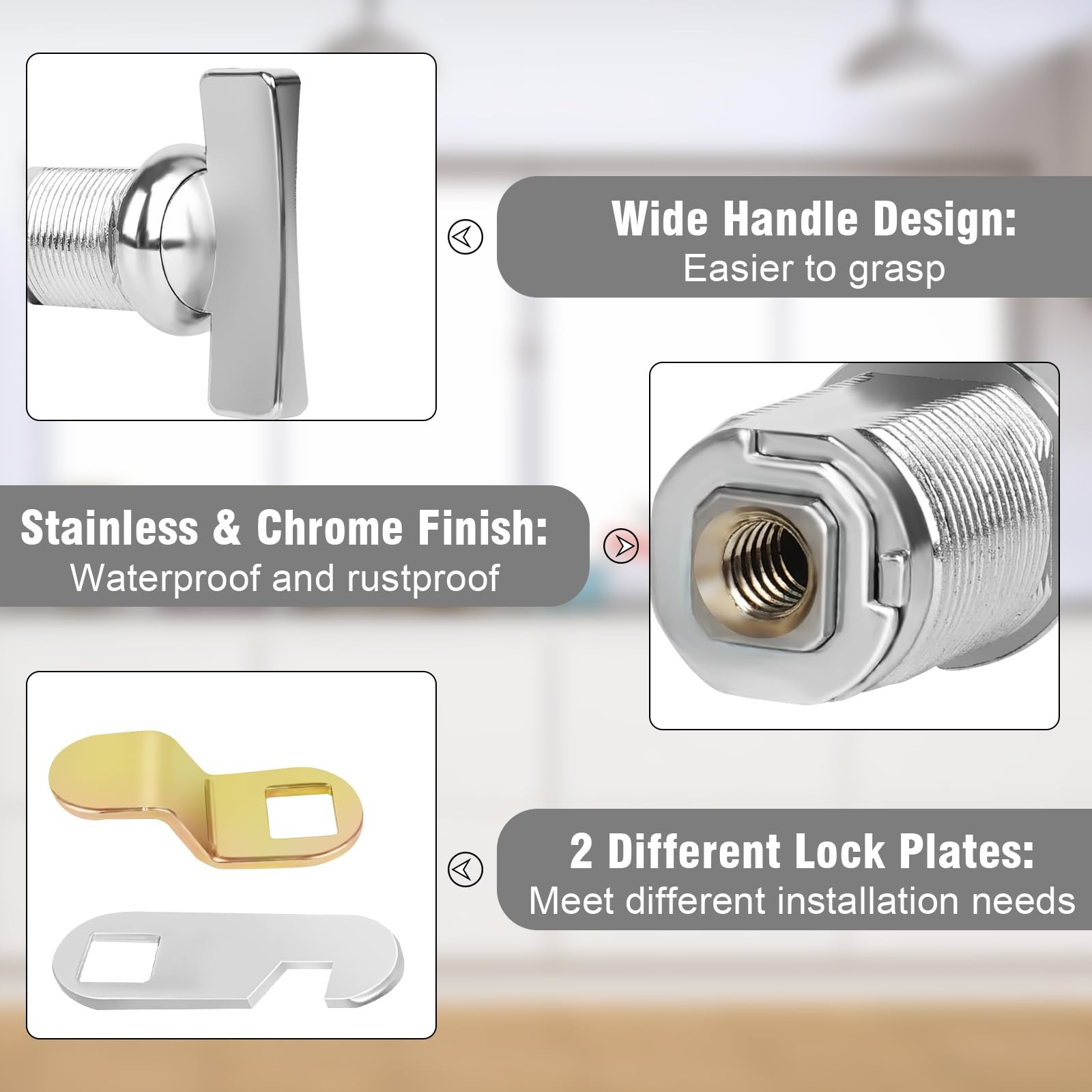 Cabinet Cam Locks 11/8 Inch Thumb Operated 5 PCS RV Storage Door Lock