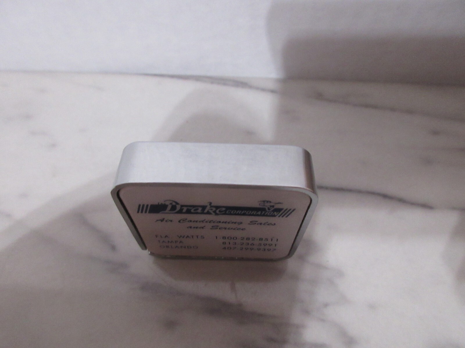 Vtg Metal Small Advertising Tape Measure 6Ft Drake Corp Air Cond Sales & Serv FL