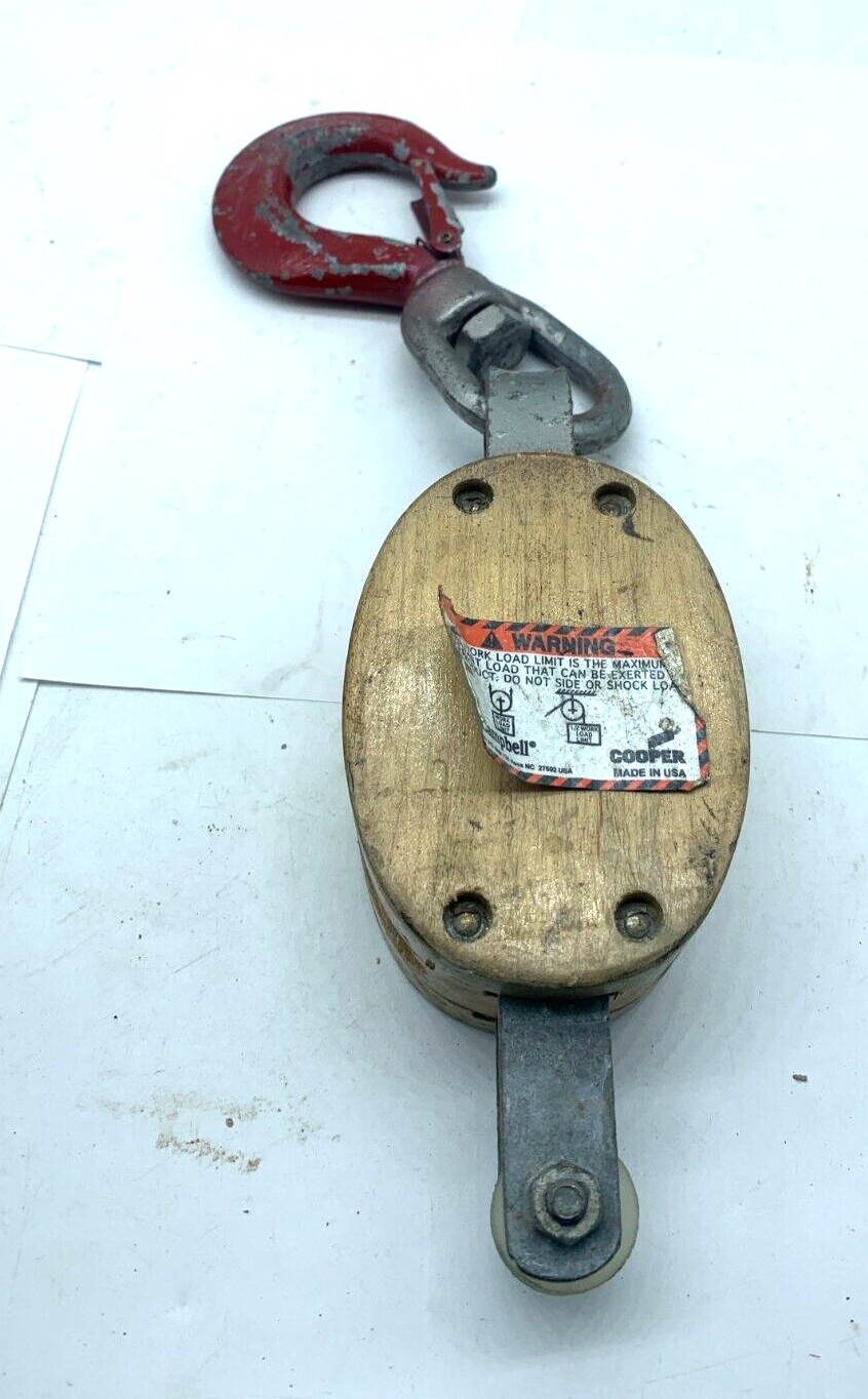 Campbell Copper Pulley 4″ Wood Block Tackle