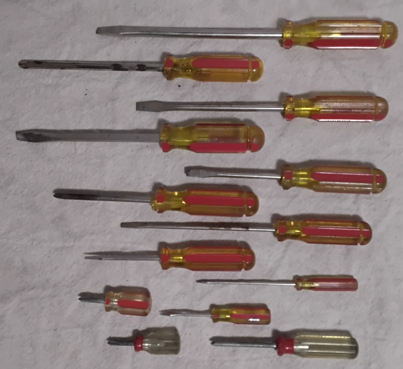 Stanley Red Yellow Translucent Handle Screwdrivers Phillips Slotted USA Vtg Lot