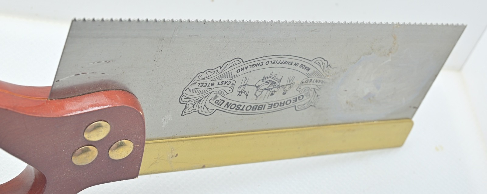 Vintage 10″ George Ibbotson 12 tpi Brass Back Saw (INV S171)