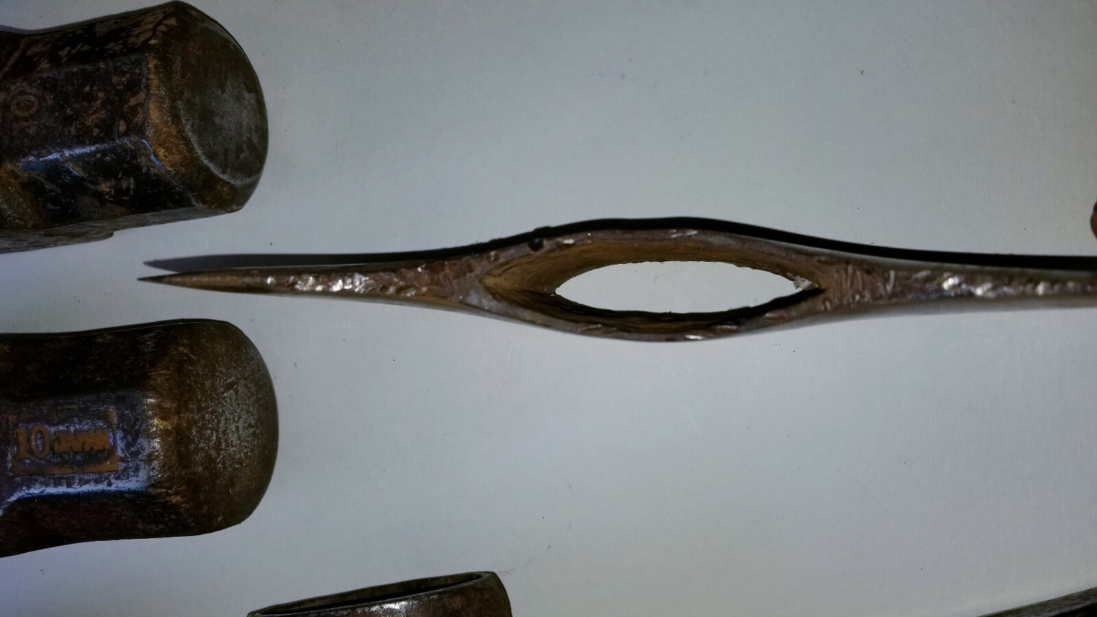 Lot of 6 Old Mixed Hammers Heads, Axe Heads, Mattock Head
