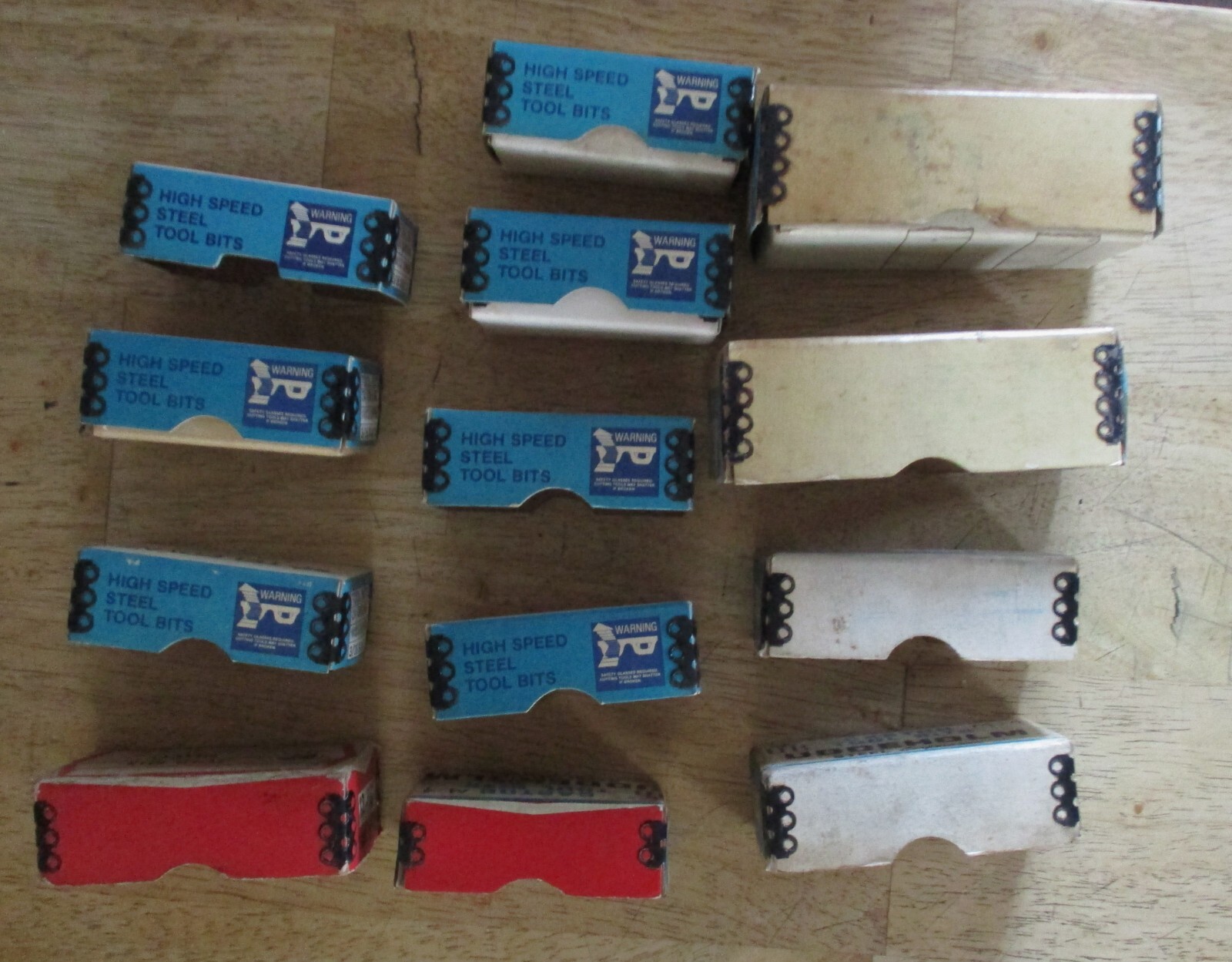 LOT OF 13-VTG. EMPTY TELEDYNE VASCO & UDDEHOLM TOOL BIT BOXES AND LIDS