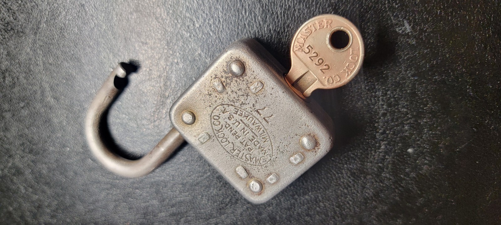 Vintage Master padlock full lion figure #77 with key