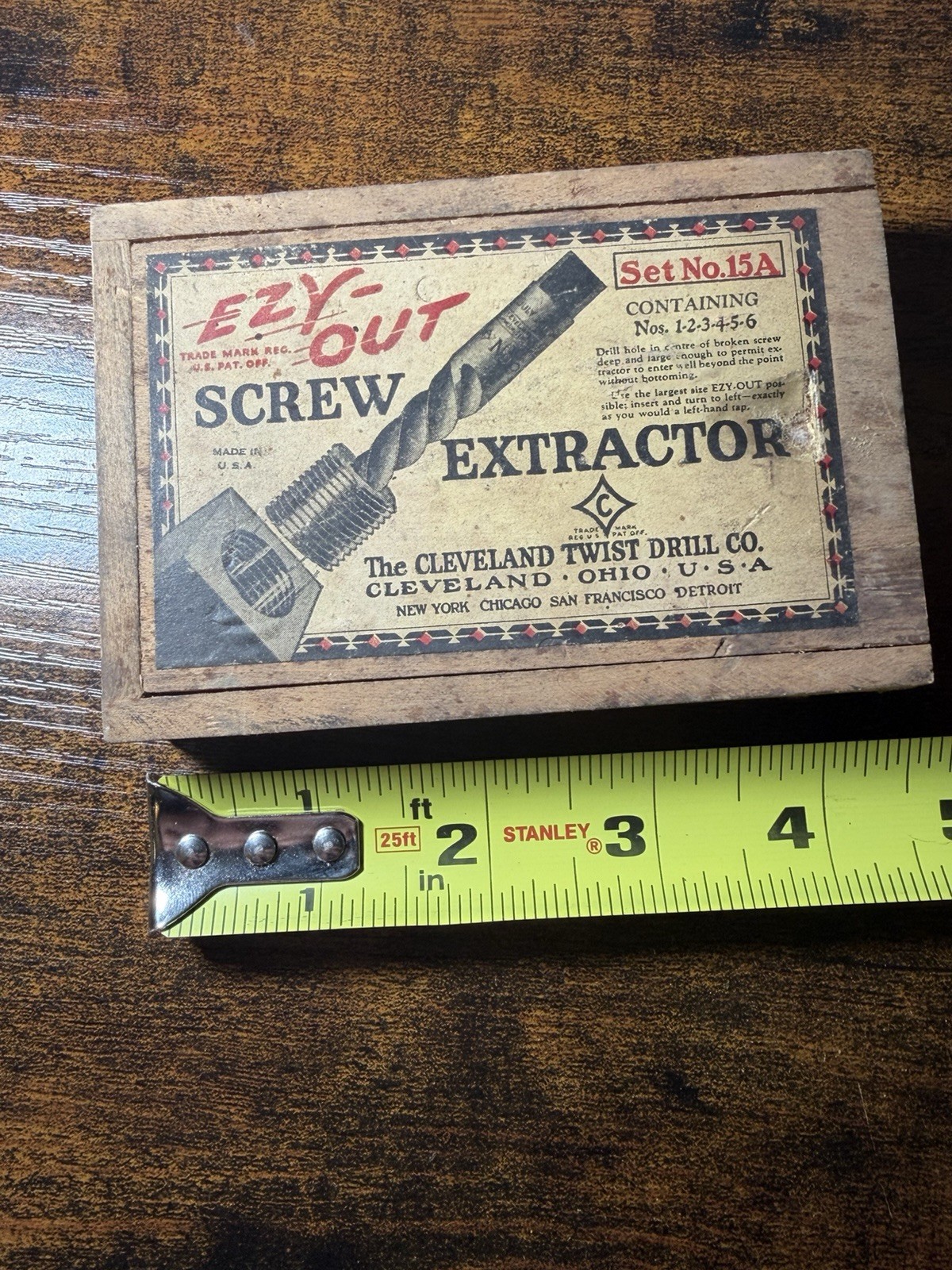 Cleveland Twist Drill USA vintage NOS # 15 Screw Extractor Set #1 -6 w/ Box