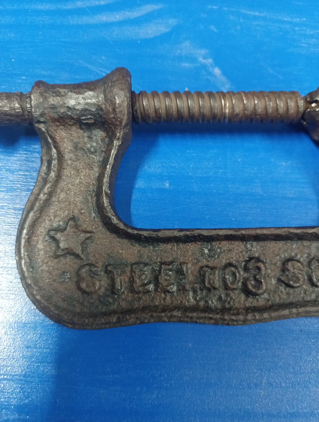 Vintage PS &W Co Southington Connecticut USA Steel Screw C Clamp Decorative
