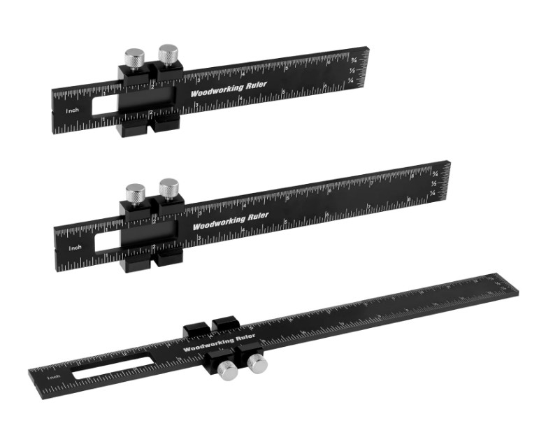 Juego de 3 Reglas de Carpintería de Precisión T 6/8/12″ Métrica y Pulgadas