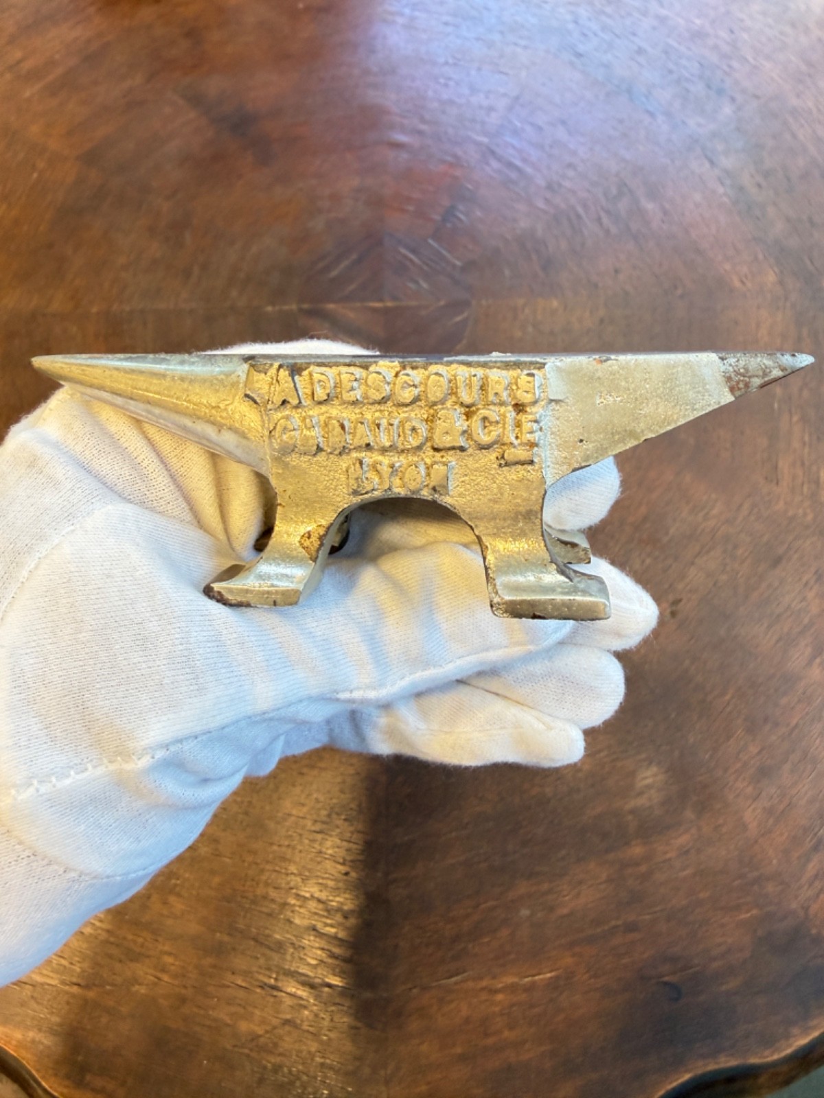 1900 Antique Descours&Cabaud Lyon Jeweler Mini Cast Iron Anvil Bench Tool 13oz