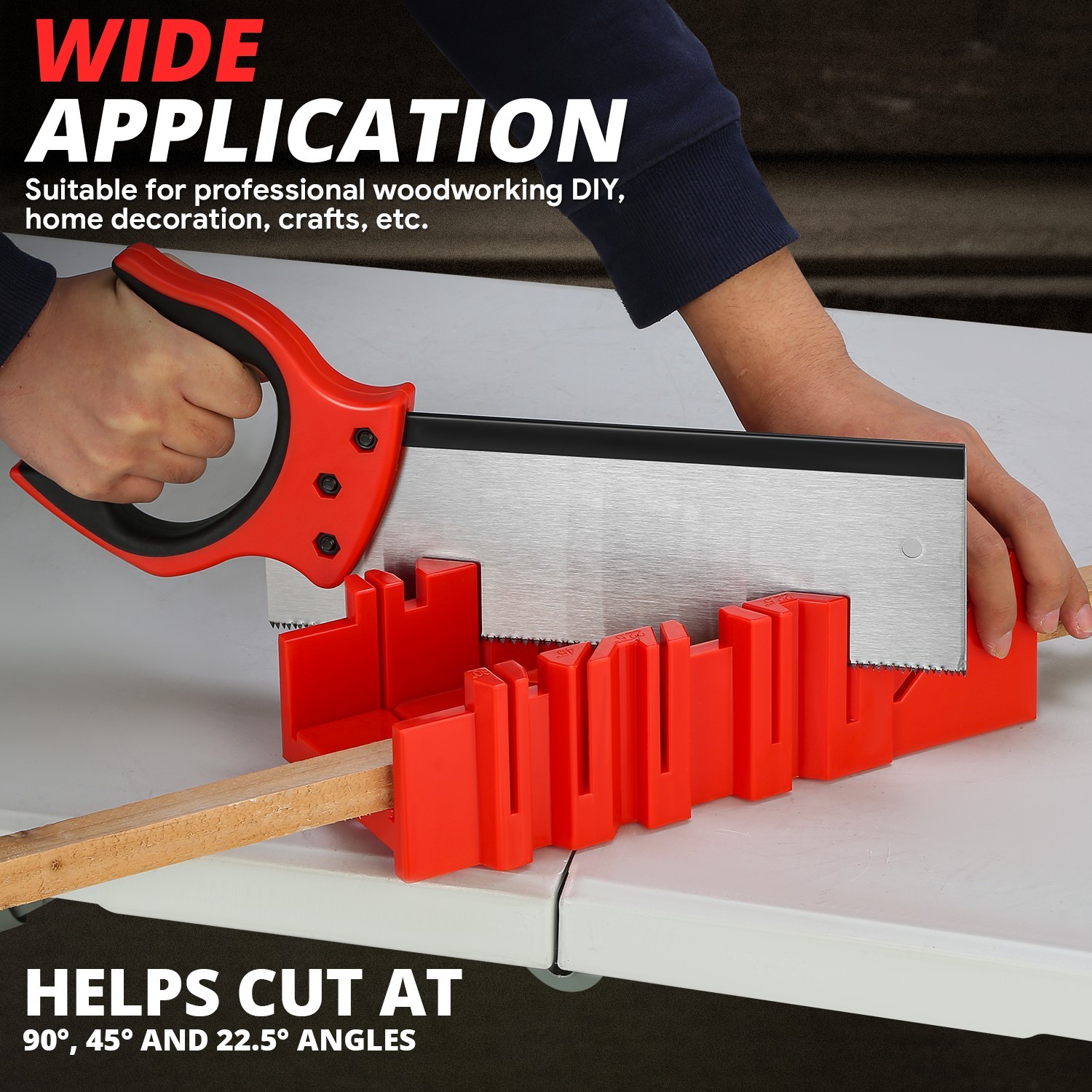Deluxe Miter Box w/ 12″ Hand Saw Tool Increase Durability Sharpness Precise Cut