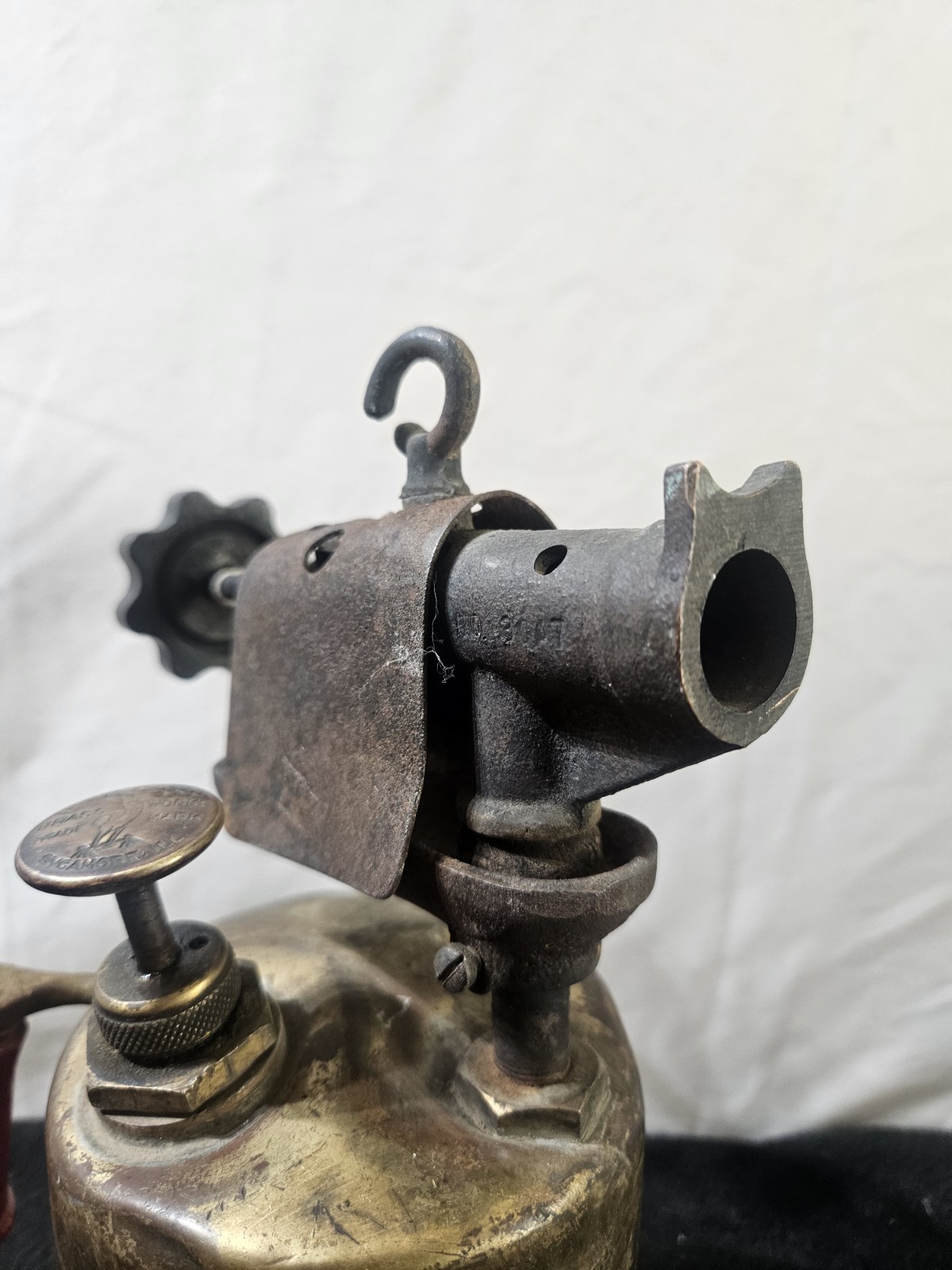 Vintage TURNER Brass Works Brass Blow Torch #206AA Wood Handle USA Untested