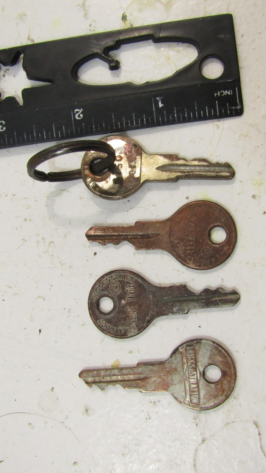 Vintage 5 Old Original Antique GAS Cap Key Auto Care Truck