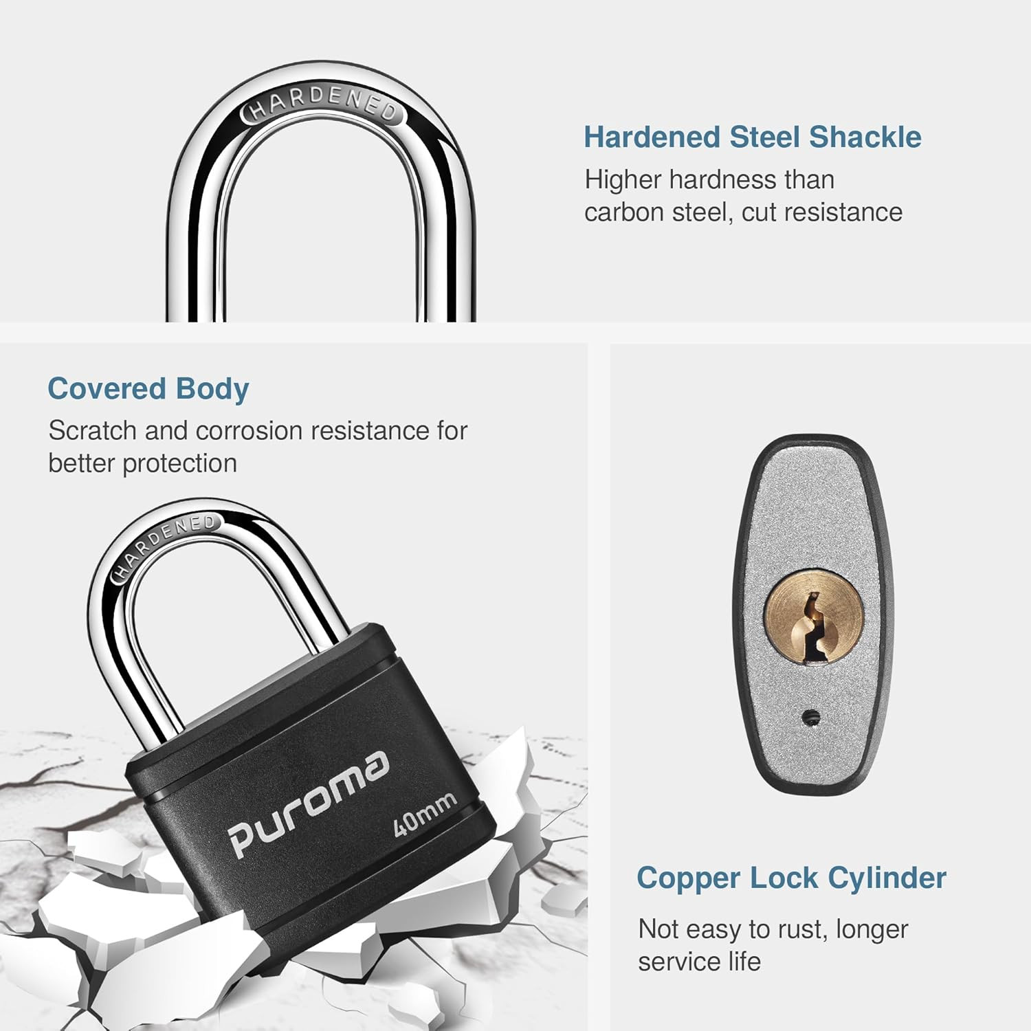 2 Keyed Padlock with 3 Keys 7/8″ School Locker Lock Gate 40Mm Black | for Gym Lo