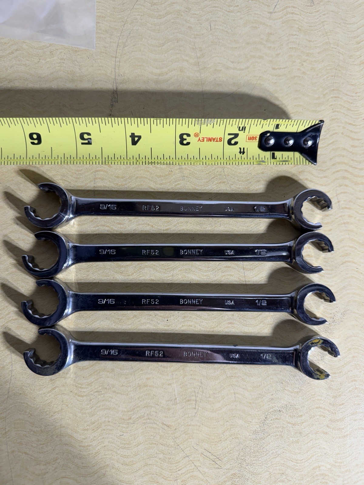 4 Lot – Bonney USA Wrench 9/16 1/2 RF52 aircraft aviation etc flare nut