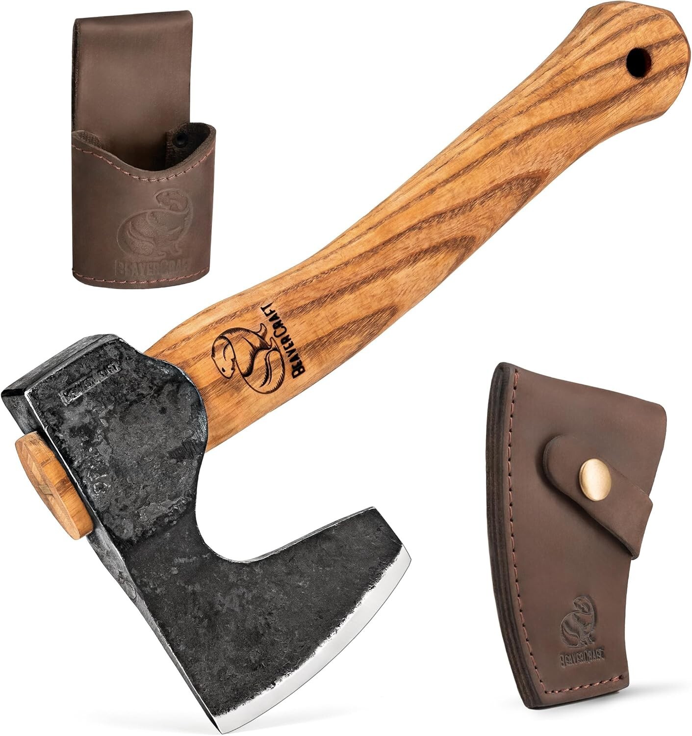 Bushcraft Hatchet Axe AX6: Hand-Forged Wood Carving Tool for Camping & Gardening