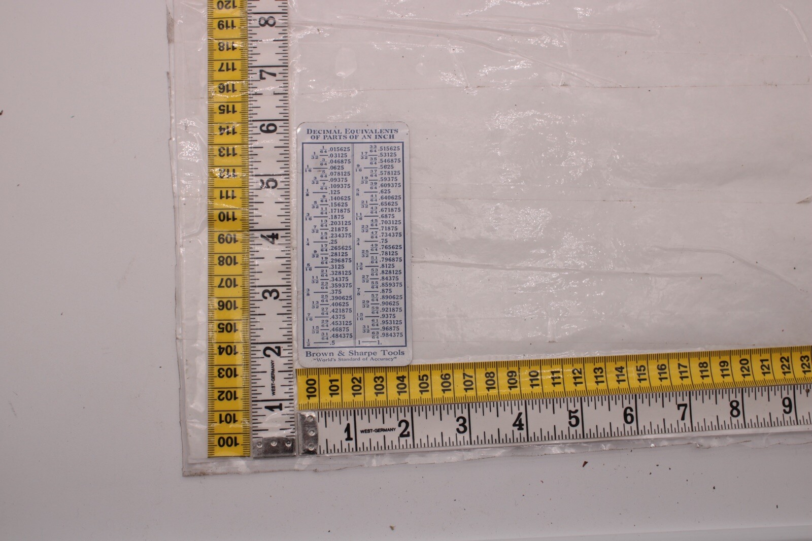 1953 Brown & Sharpe Mfg. Co. Pocket-Size Plastic Decimal Equivalents Chart R1B2