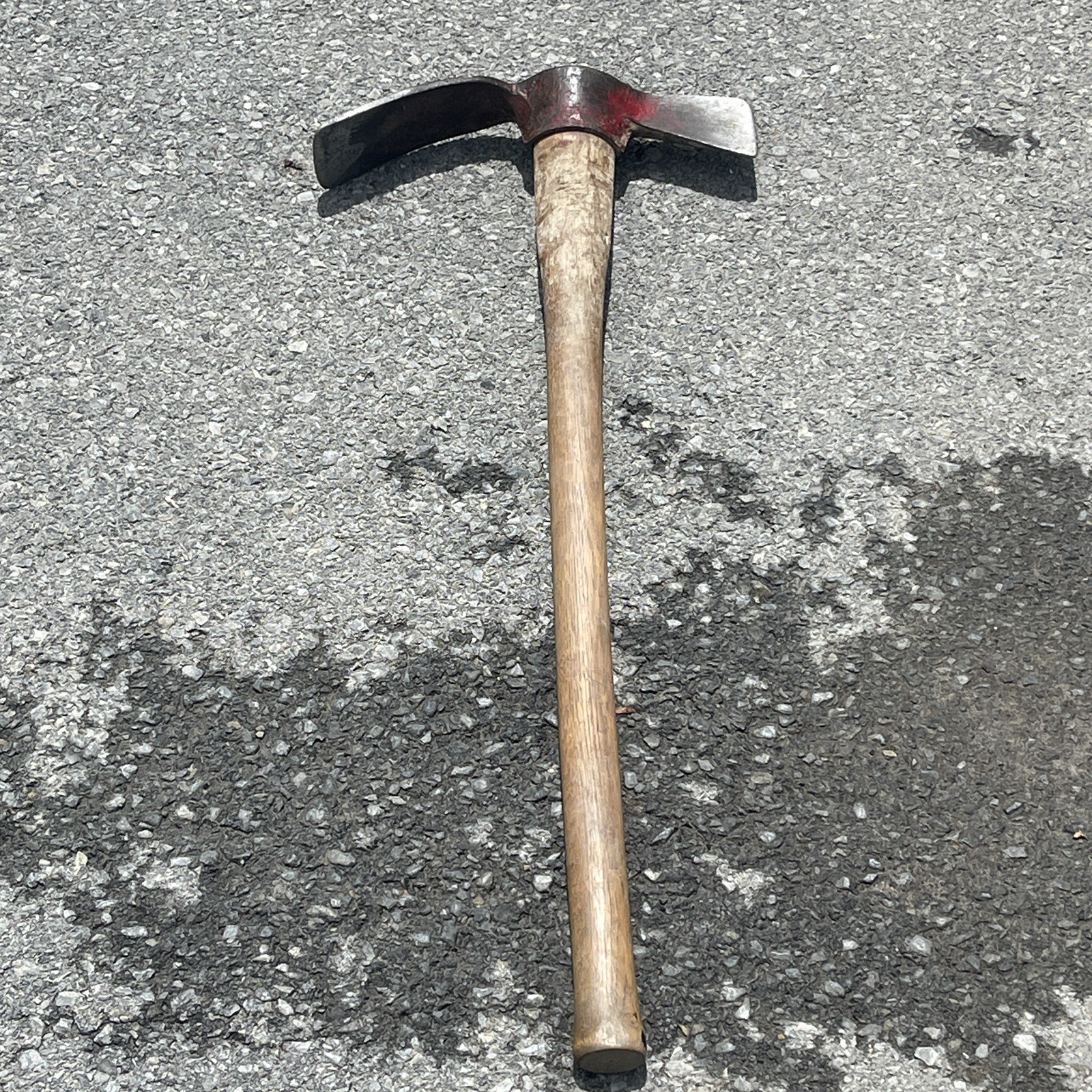 Antique WARREN-TEED Axe Grub Hoe CUTTER MATTOCK Mining Fire Railroad Red Paint