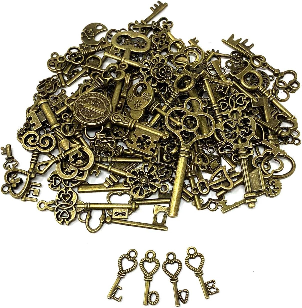 Vintage Skeleton Key Pendant Set – 125 Unique Charms for Creative Celebrations