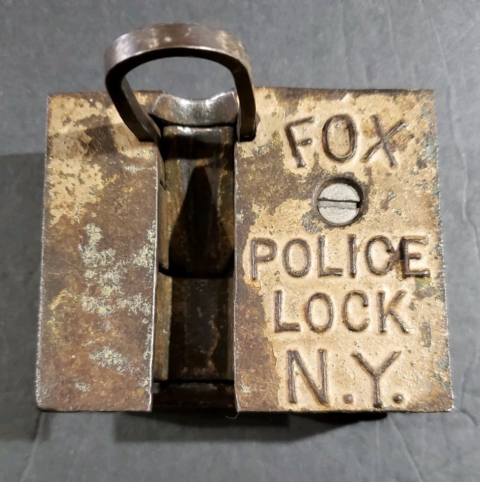 Vintage FOX Police Lock Cast Iron Used