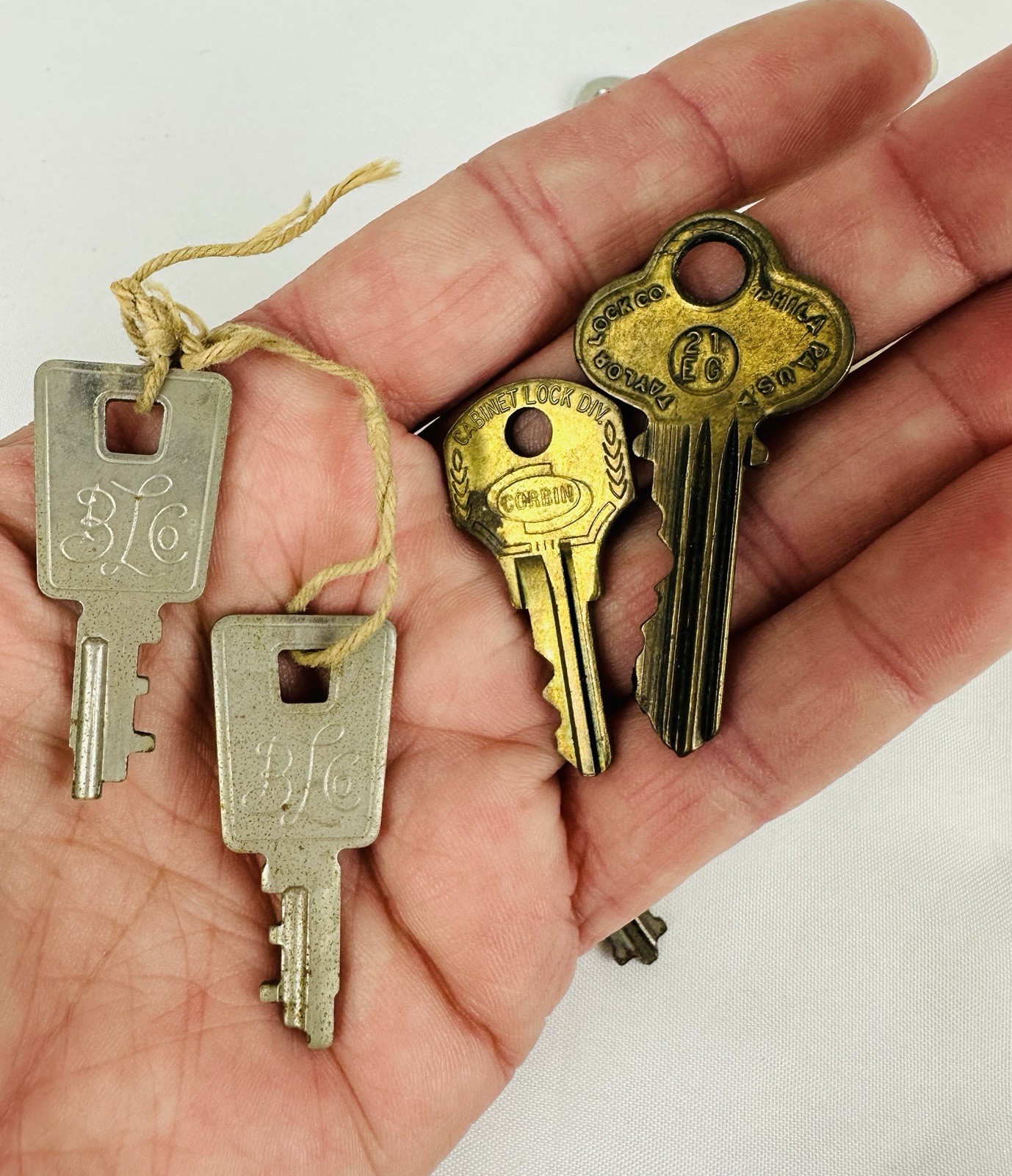 Vintage Antique Key Lot 12pc Cabinet Yale Corbin Taylor Lock Co. Art Deco