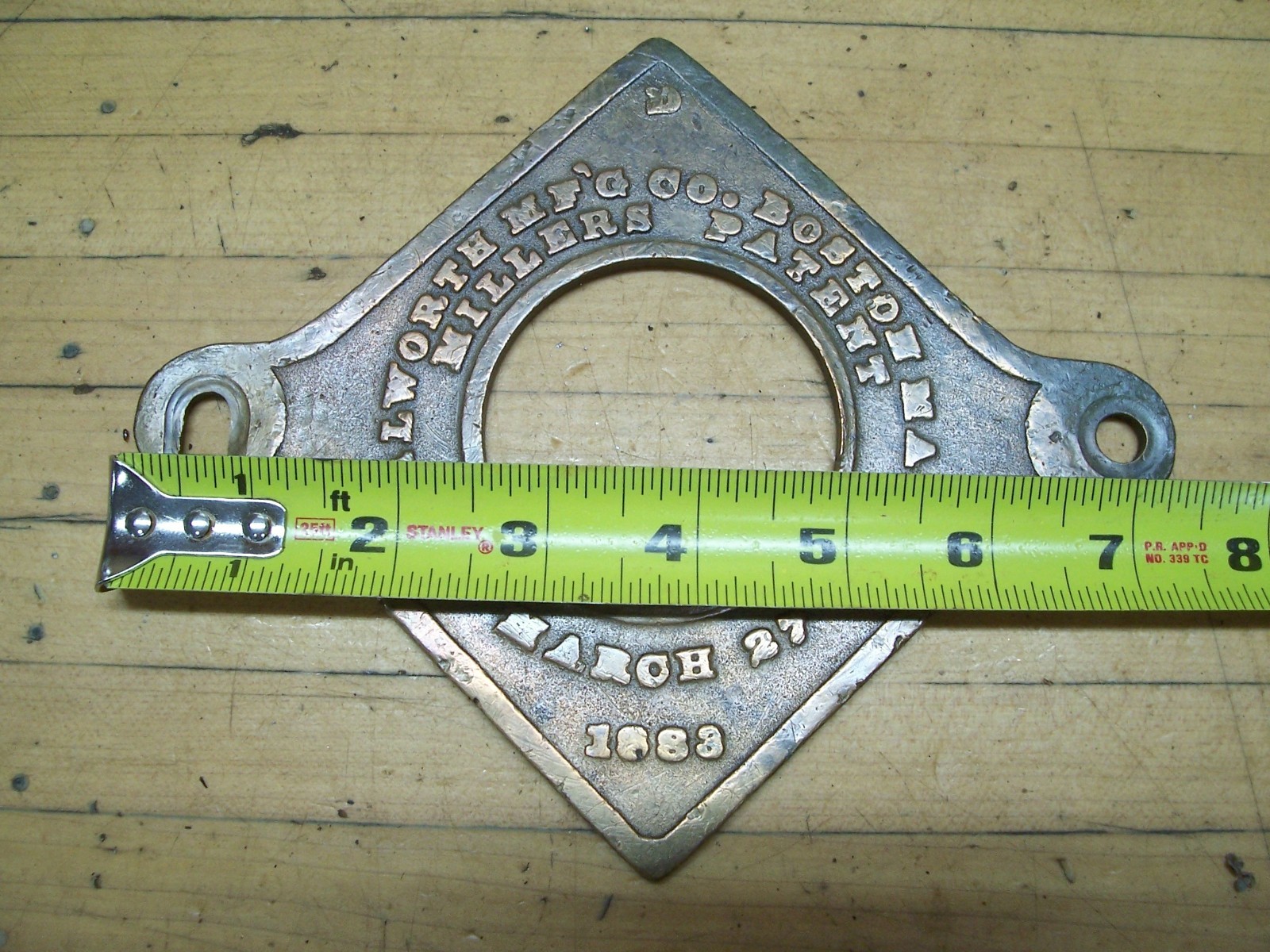 Vintage Walworth Mfg Co. Boston Mass 1883 Tool Brass Name Plate Advertising Sign