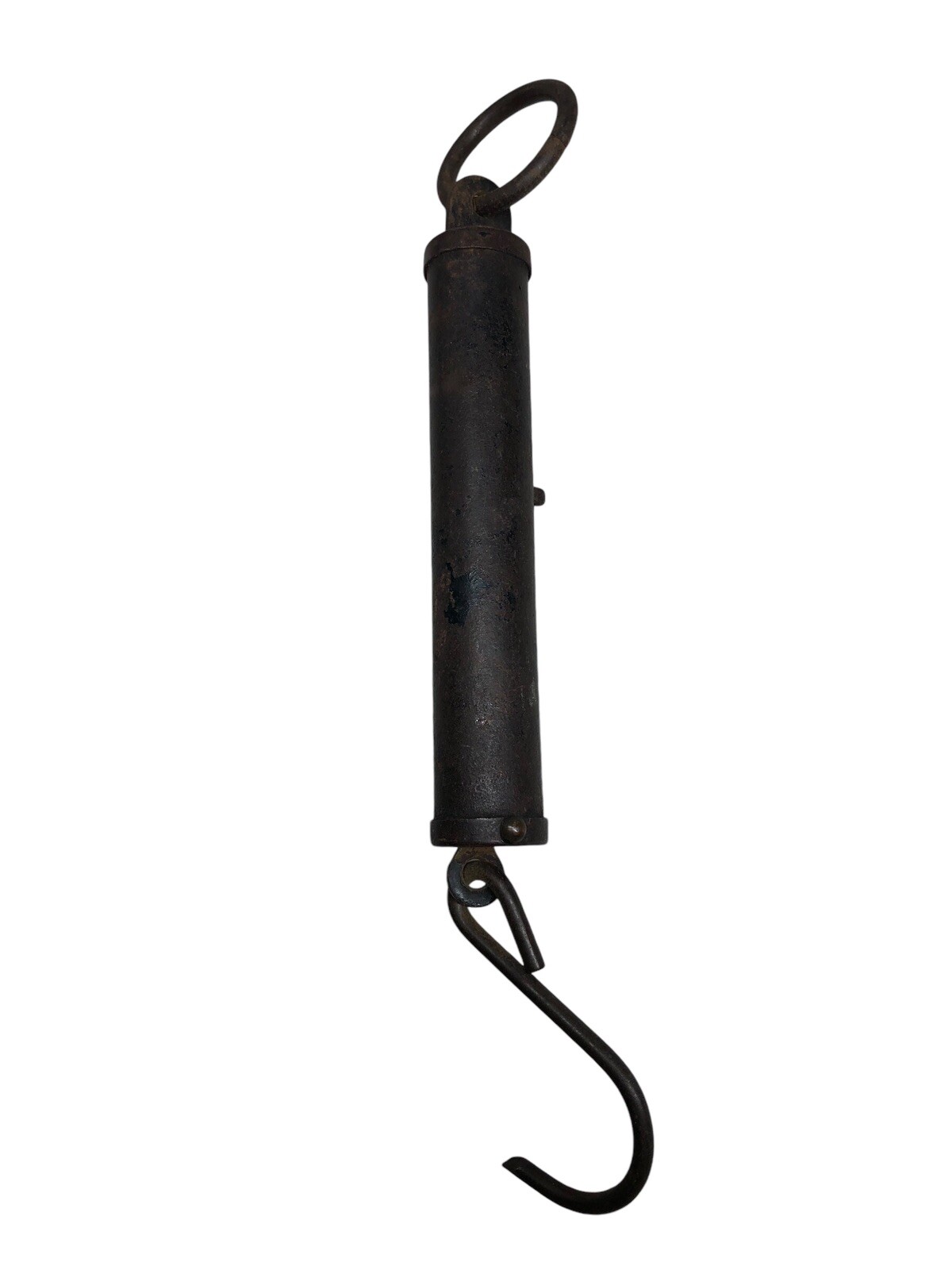 9″ Vtg Antique Chatillon 25 Lbs Pounds Hanging Steel Scale, Brass Weight Plate