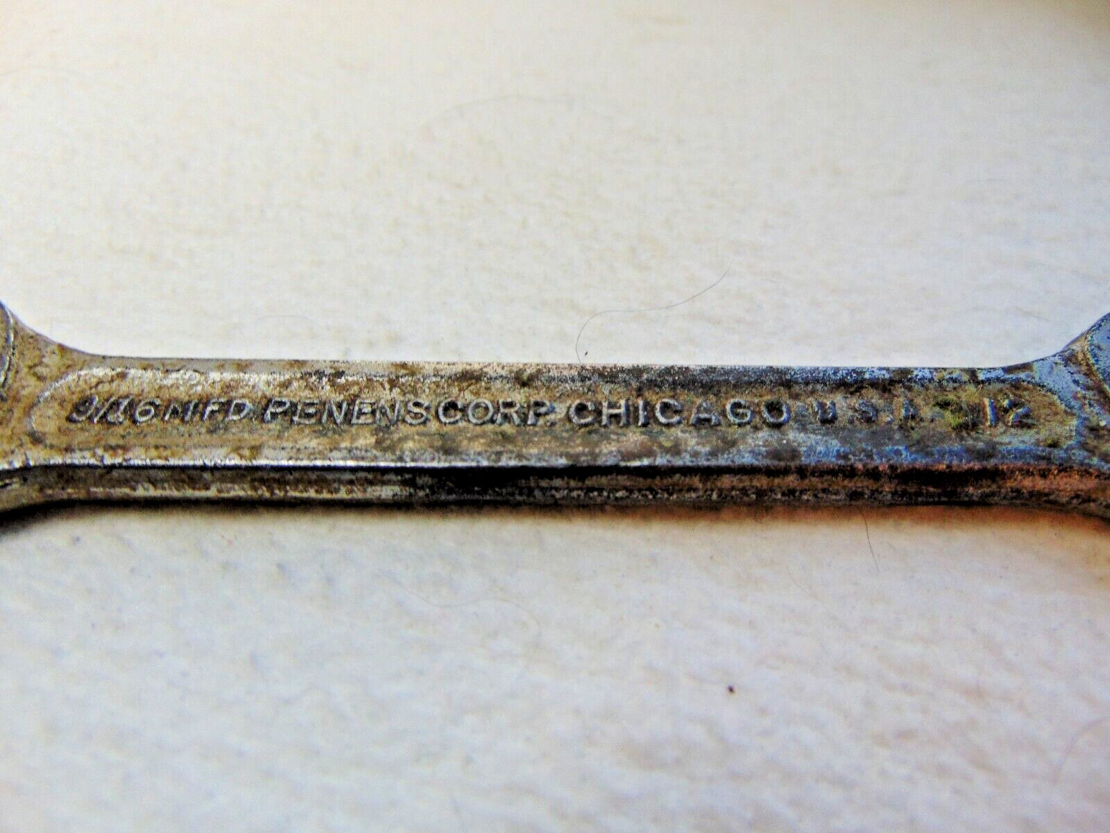 Vintage Penens wrench; open; drop forged; 1/2 x 9/16; Chicago, IL, USA