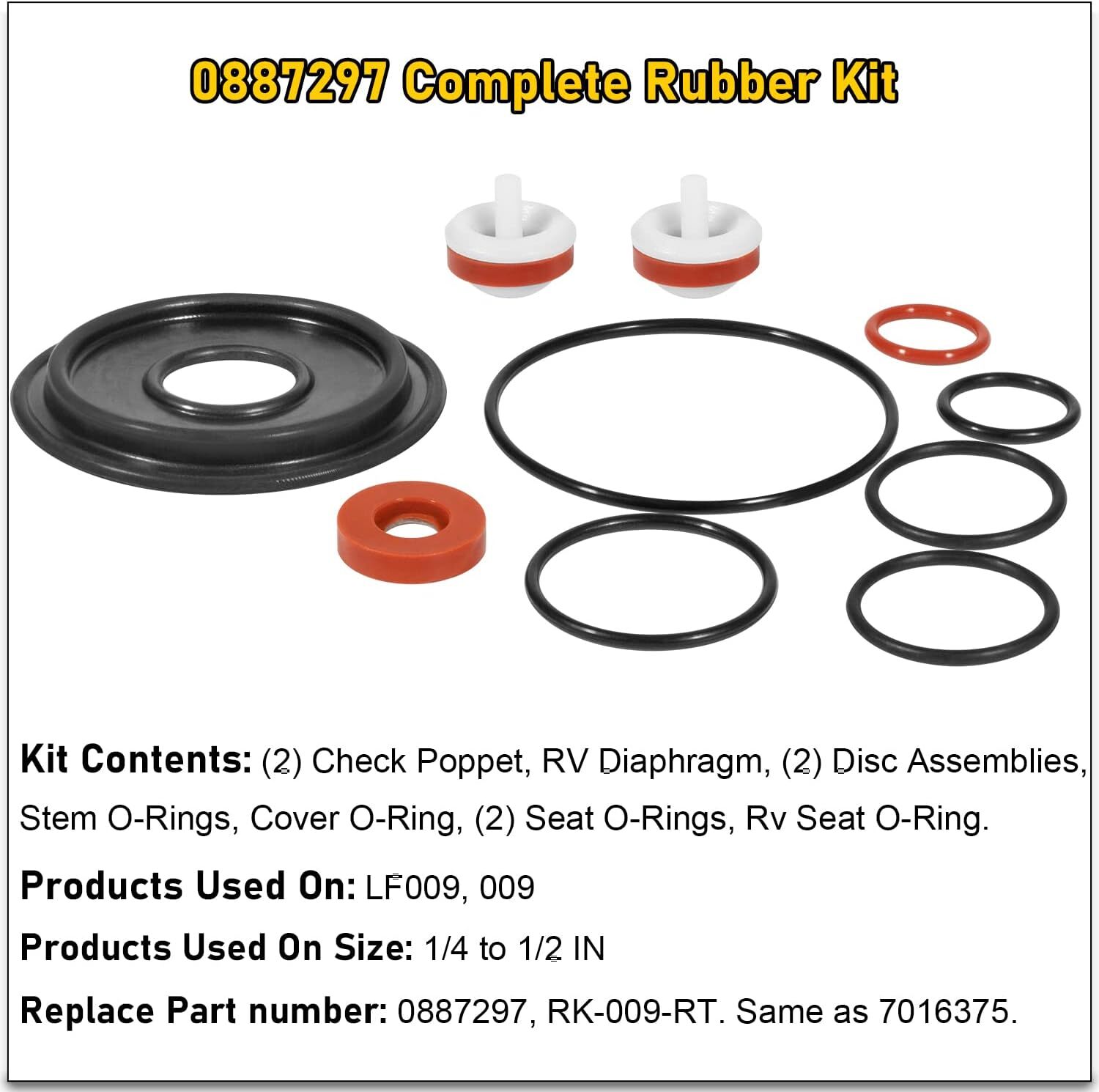 0887297 Complete Rubber Kit For Watts 1/4″-1/2″ 009, LF009 Total Repair Kit