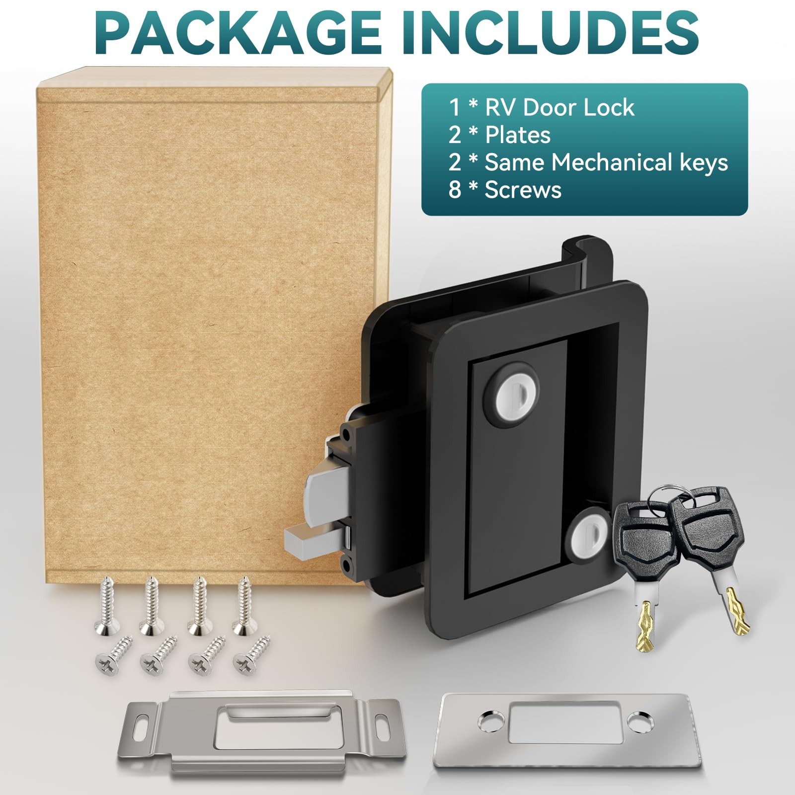 Heavy Duty Full Metal RV Door Lock, Paddle Deadbolt Handle with 2 Keys, Upgra…