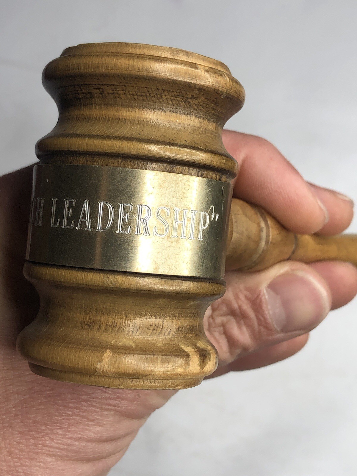 Vintage Judge Mallet Gavel 10″ Light Brown Wood “Georgia Tech Leadership”