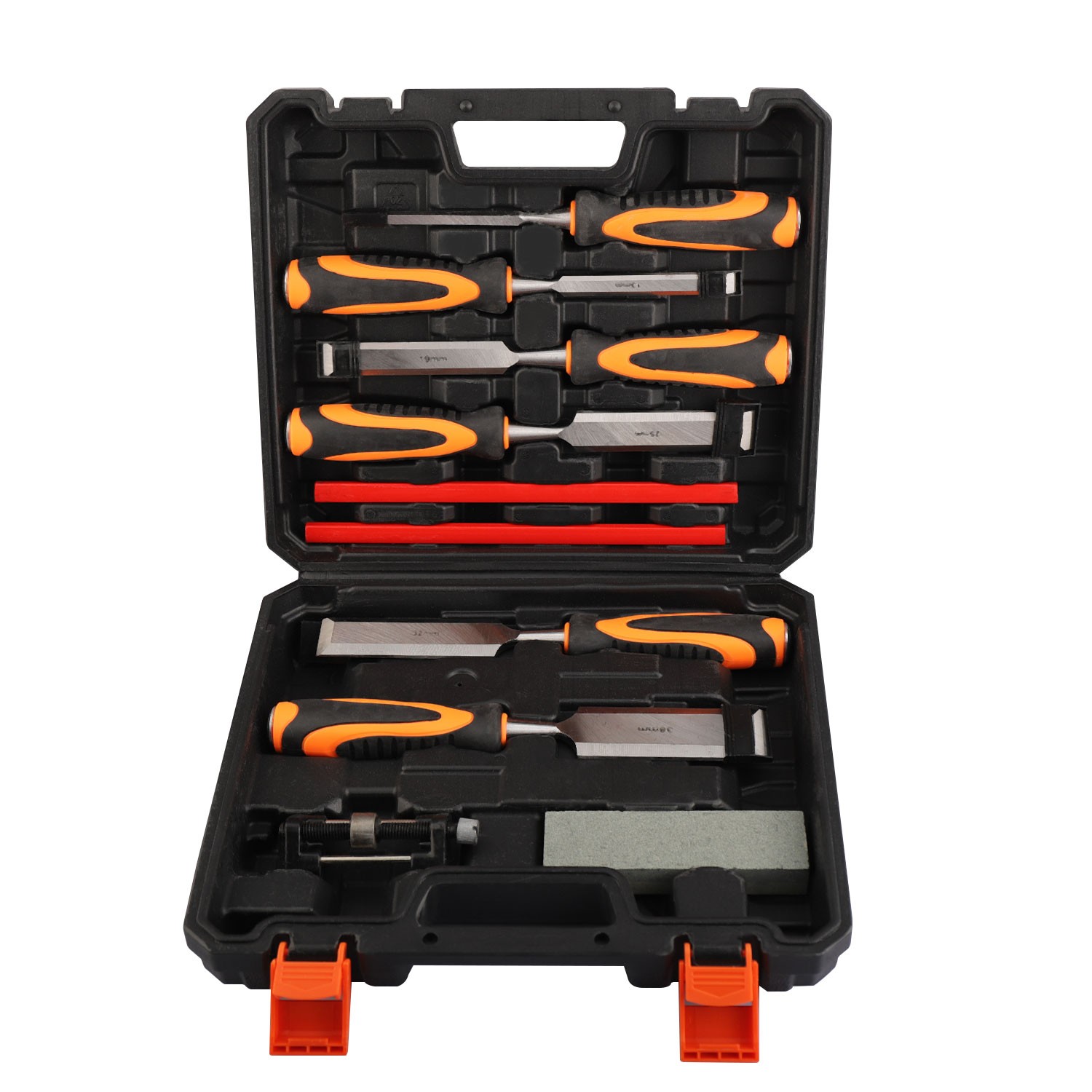 10 Piece Wood Chisel Set with Metal Striking Caps for Woodworking and Carving