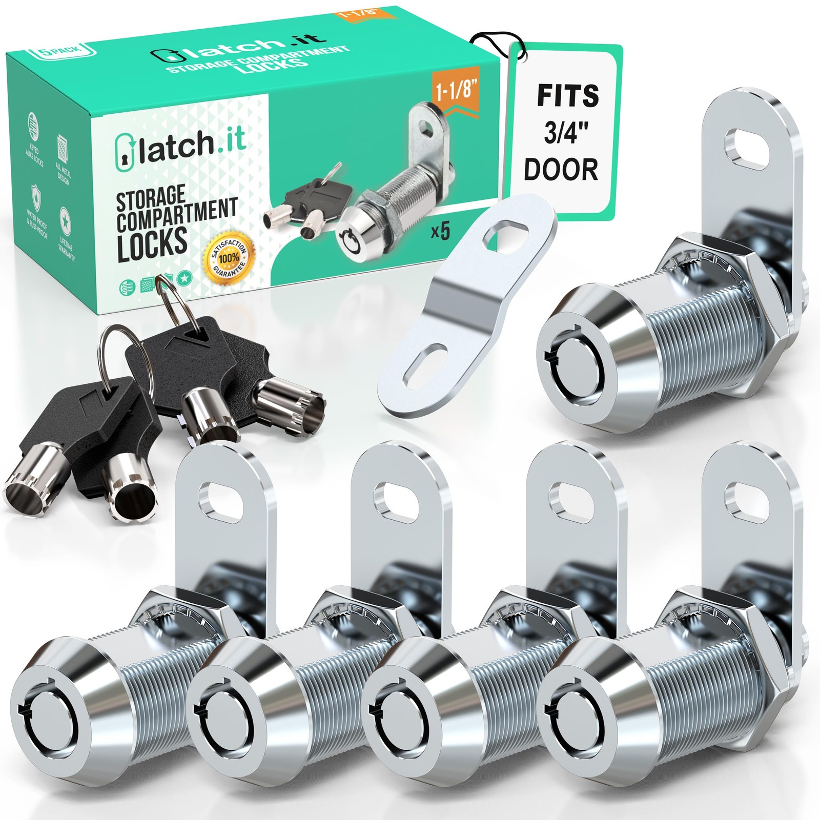 LATCH.IT 1-1/8” RV Storage Locks | 5-Pack RV Compartment Locks | Utility Cam