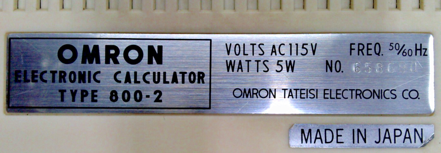 Vintage 1971 Omron 800-2 8002 Desk Calulator 8 Digit 17 Key Ivory White w/ Cord