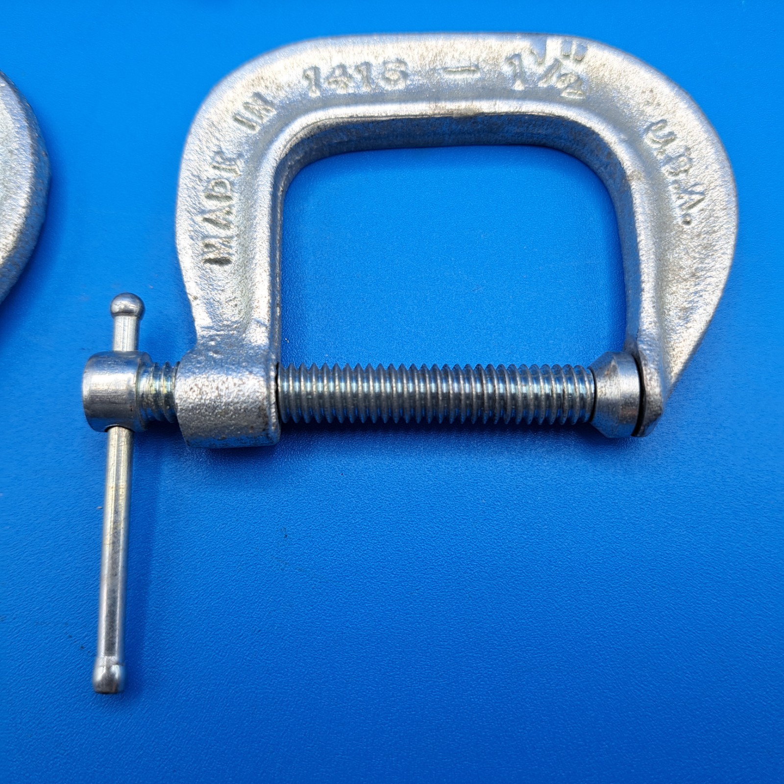 Lot of 6 Vintage Adjustable 1 1/2, 2, 2 1/2″ C Clamps, No 1415, 1420, 1425, USA