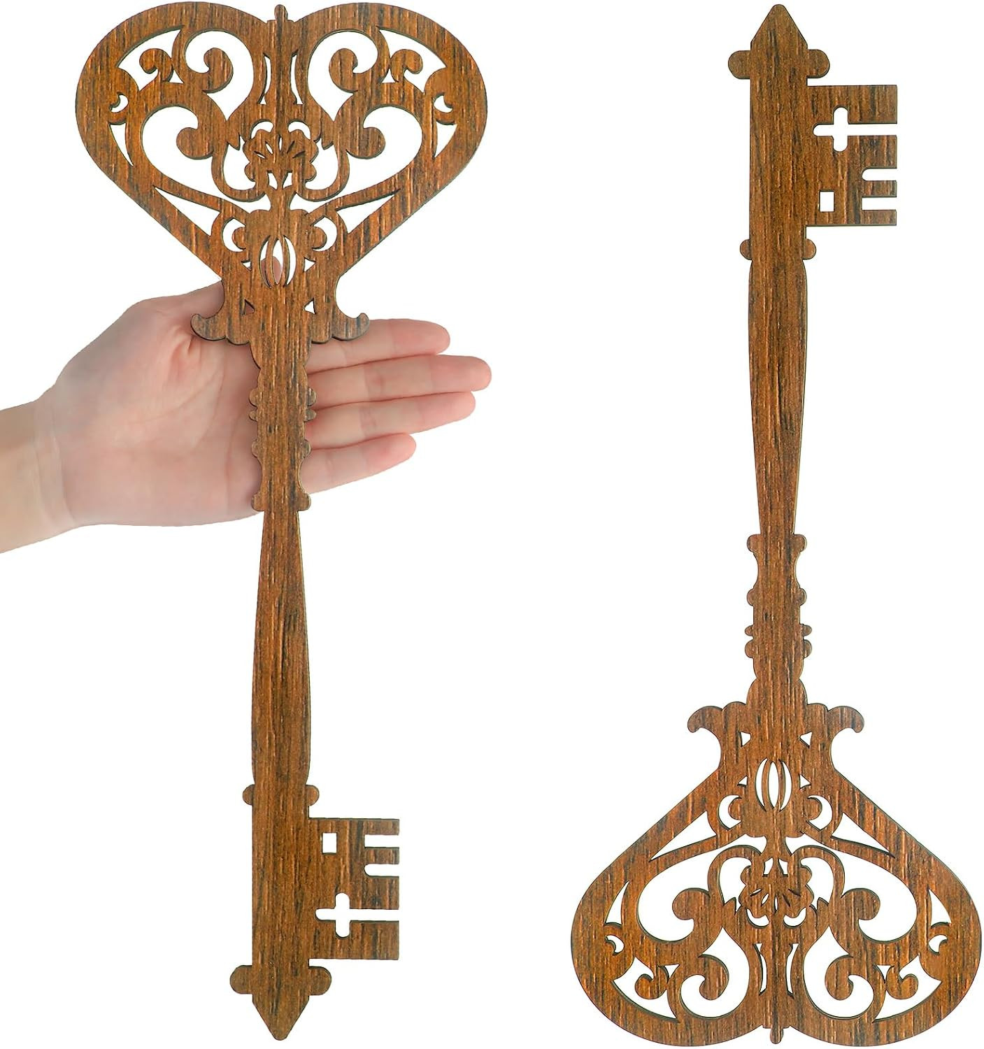 2 Pcs Keys Wall Art Large Skeleton Key Sign Vintage Antique Wooden