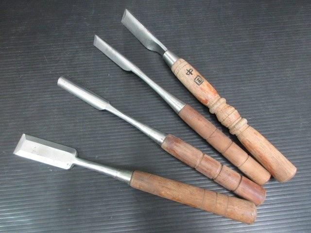 Ice carving chisels / 18, 21, 24, 30mm / Total length 330-340mm Total of 4