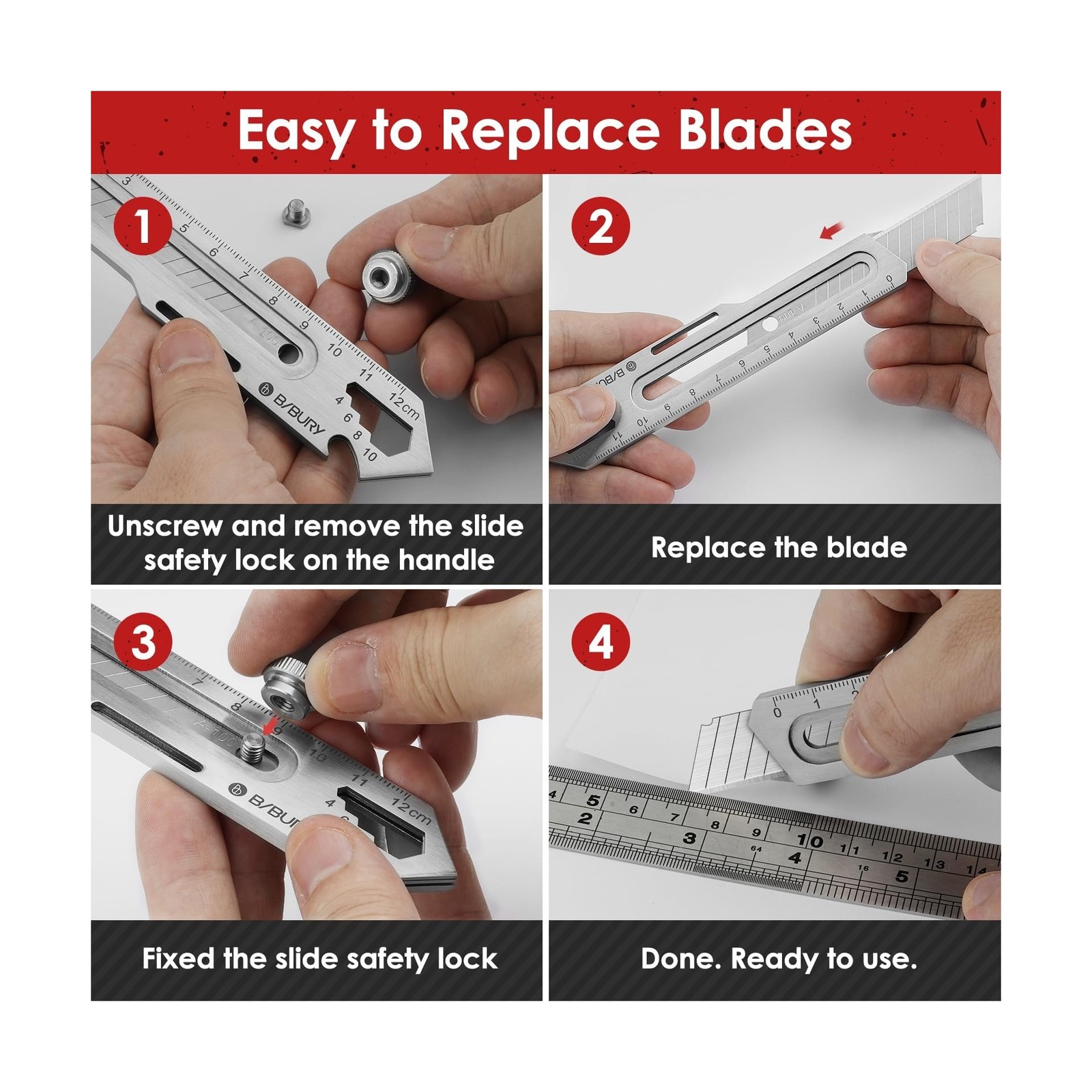 BIBURY 2 Pack Mutipurpose Utility Knife, Heave Duty Full Stainl… USA Fast Ship