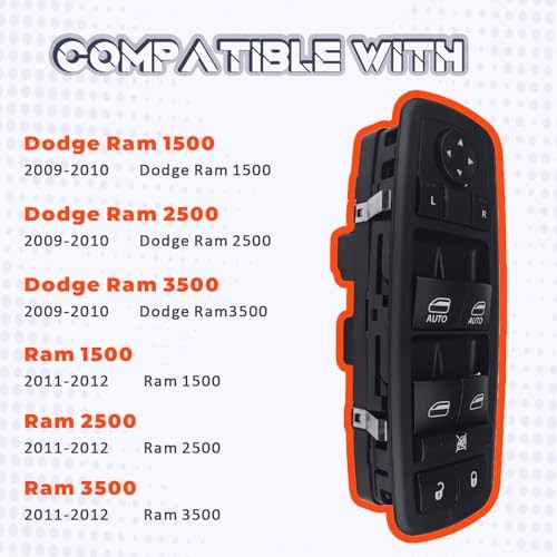 4602863AD Master Power Window Switch Compatible with 1500 2009-2012 Dodge Ram