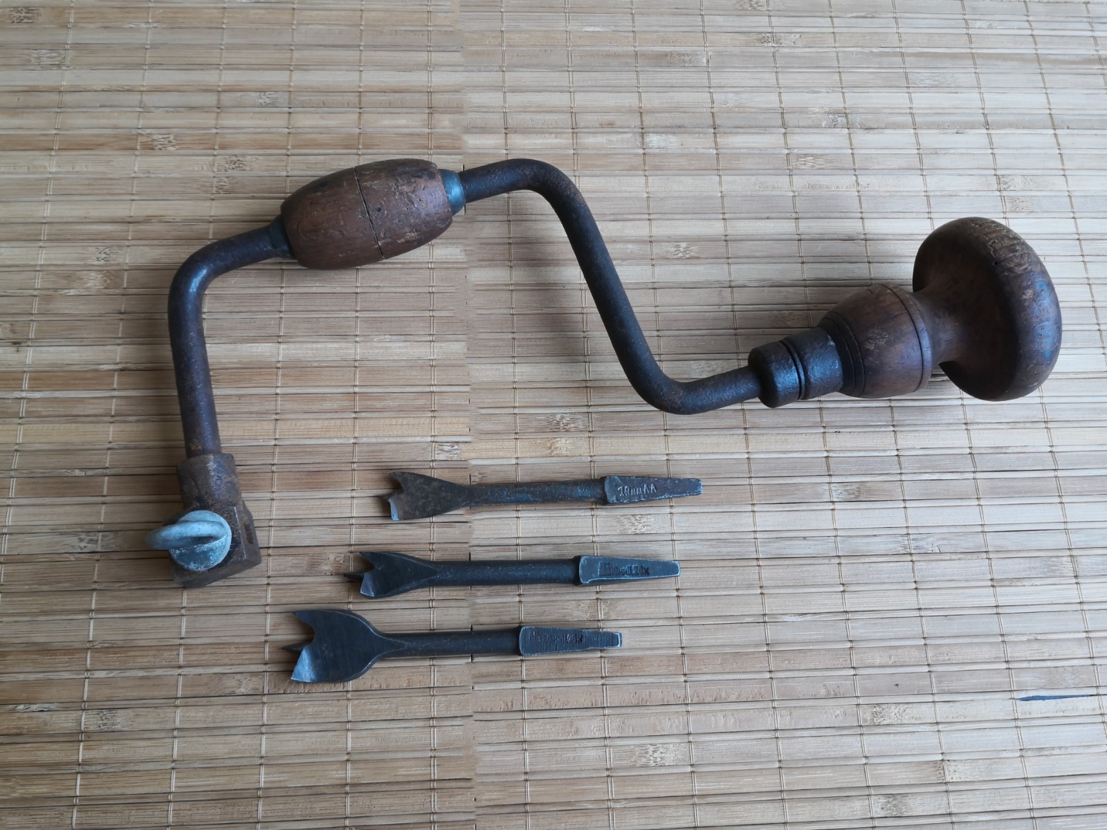 Antique Soviet Drilling Tool. Antique hand drill. Vintage wood drilling set.