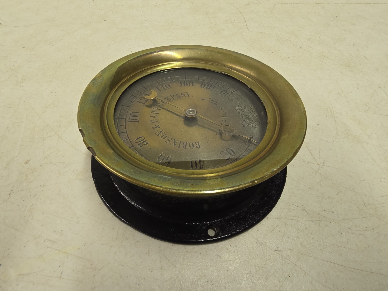 Antique Robinson & Cary St. Paul 200 Lb Railroad Steam Valve Gauge Ashton Valve